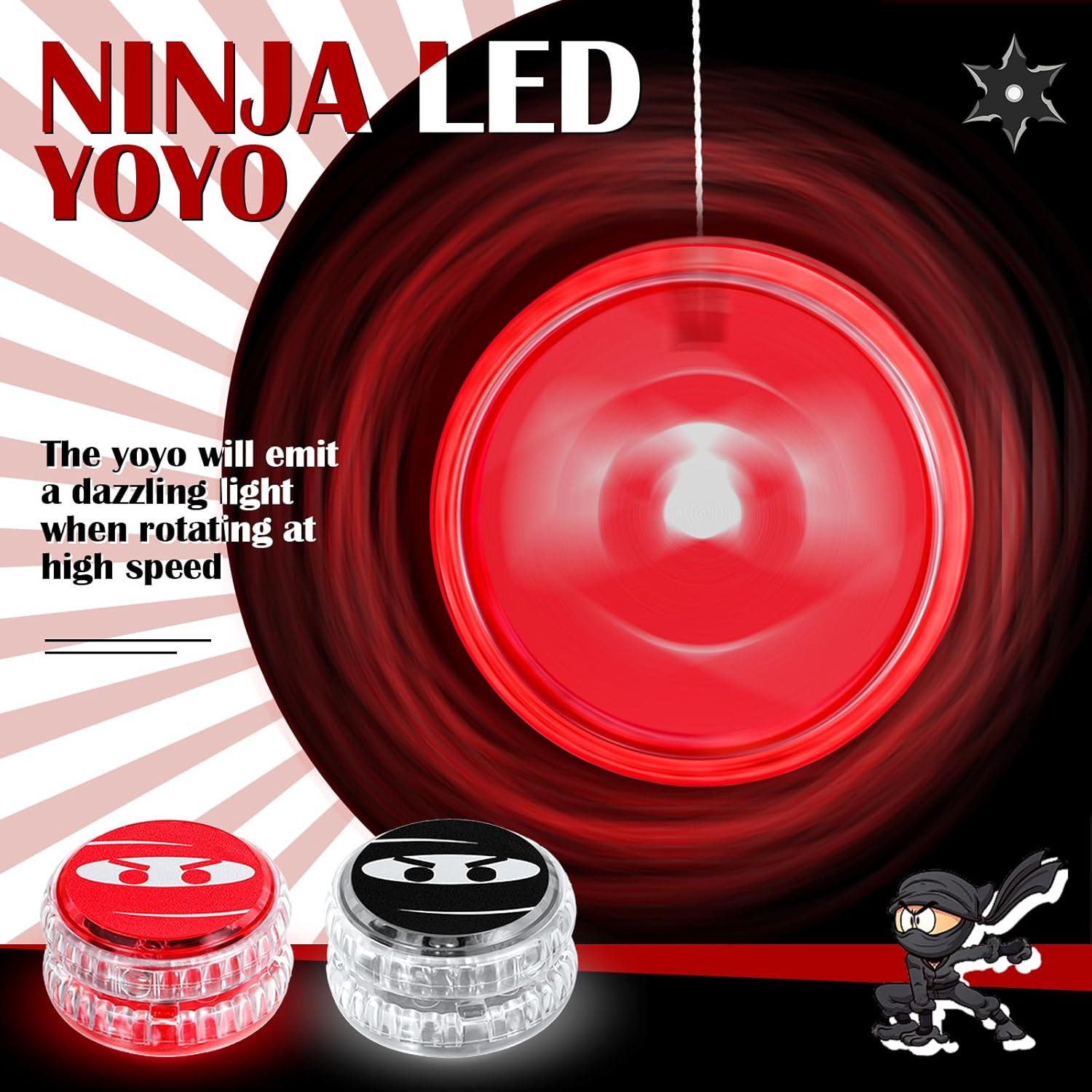 24 piezas Ninja Yo Yo Bulk Ninja Party Favores LED Yo Yo Bola Responsive para Principiantes de Halloween Bolsas de Regalos para Niños Regalos de