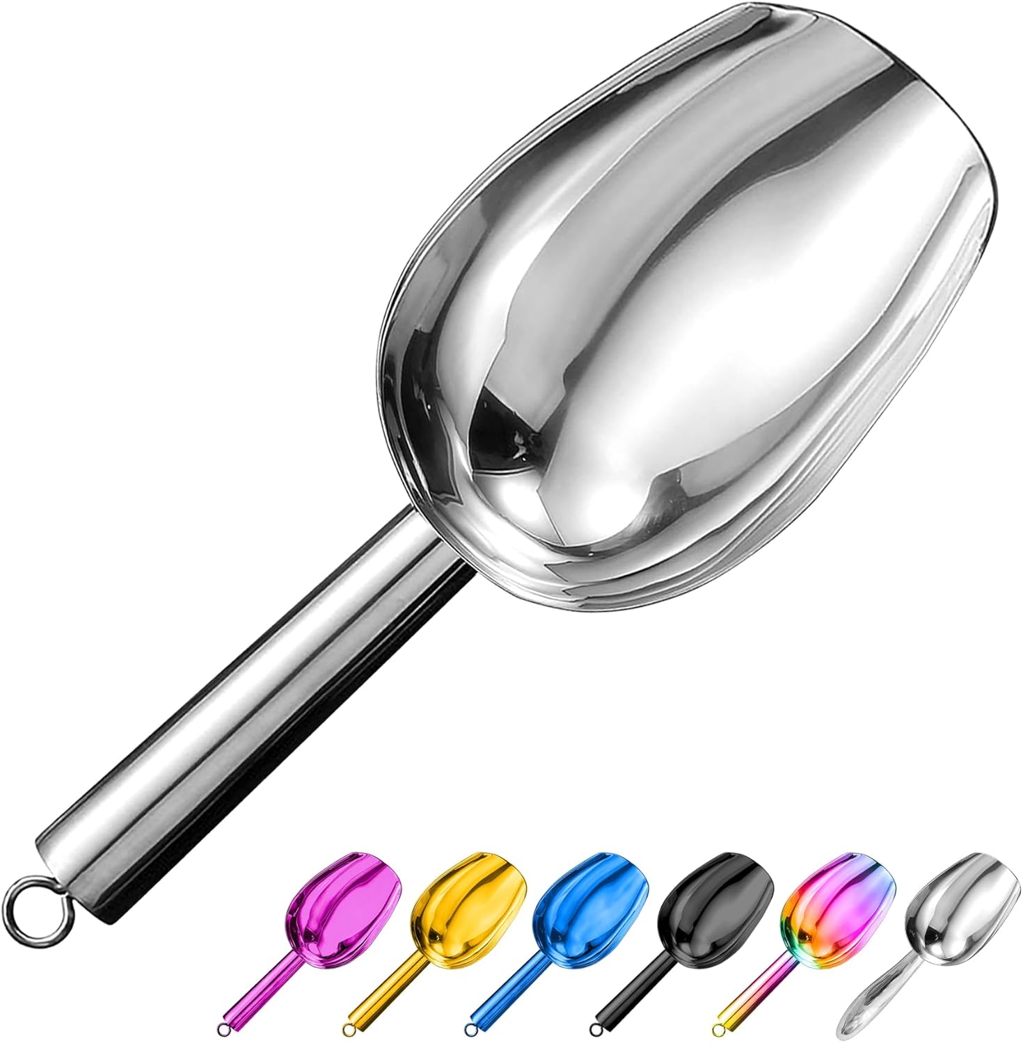 Cuchara de hielo de metal de 3 onzas, pequeña cuchara de hielo de acero inoxidable para máquina de hielo, cubeta de hielo, cocina, congelador, bar,