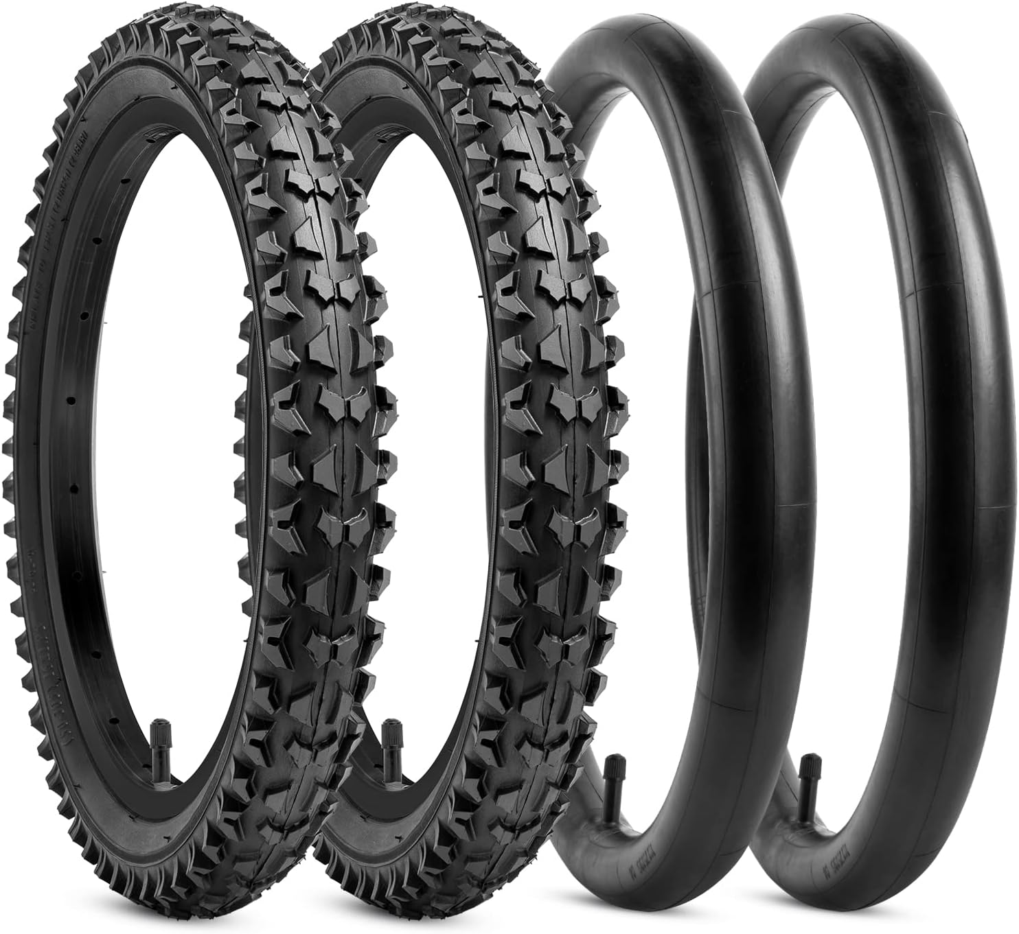 2 neumáticos para bicicleta de montaña de 16 pulgadas de 16 x 2.12557-305 60TPI y 16 pulgadas, válvula Schrader con 2 tiras de llanta compatibles