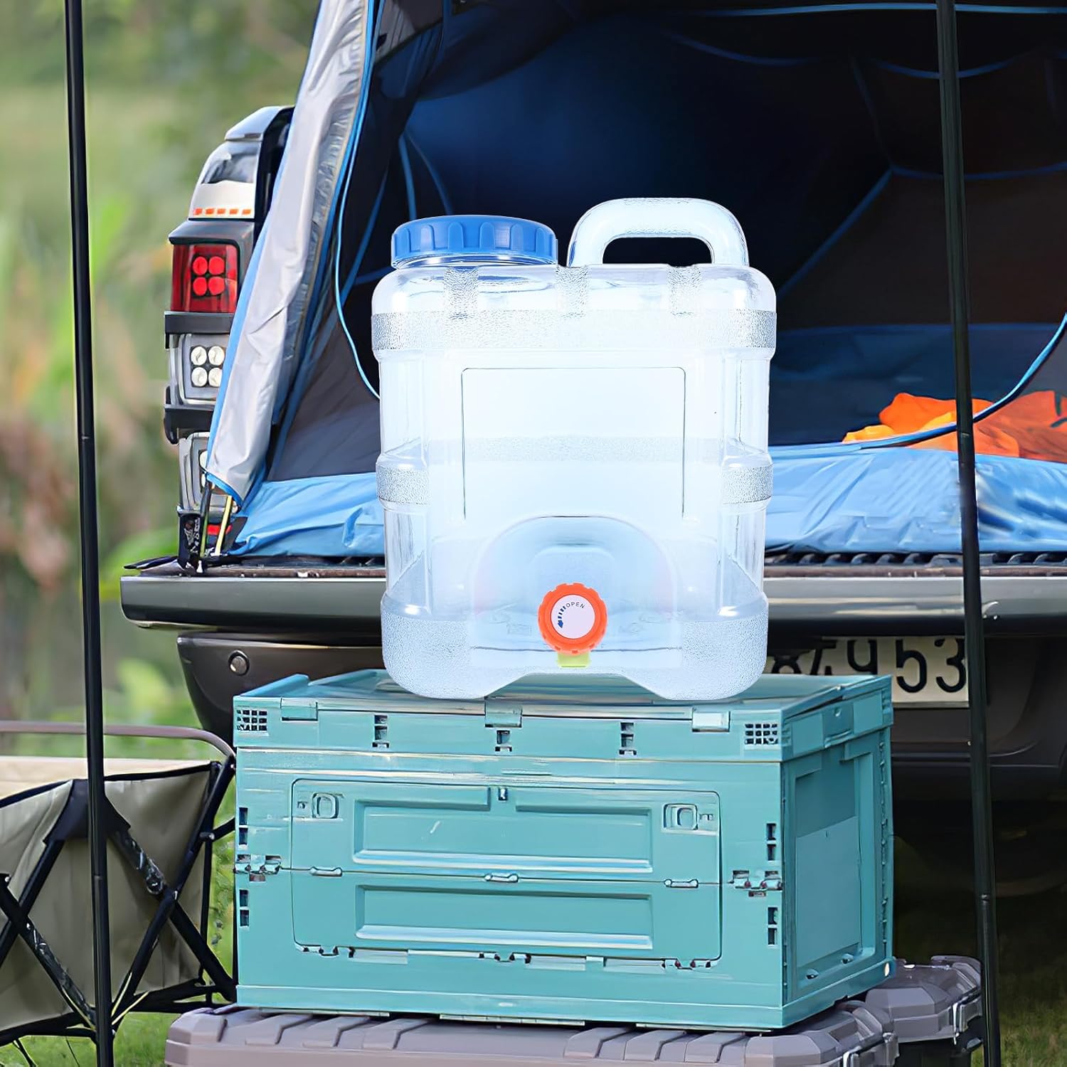 Veemoon Jarra de agua para campamento de 5 galones, contenedor de agua portátil de 10 litros para almacenamiento de agua con grifo, para campamento