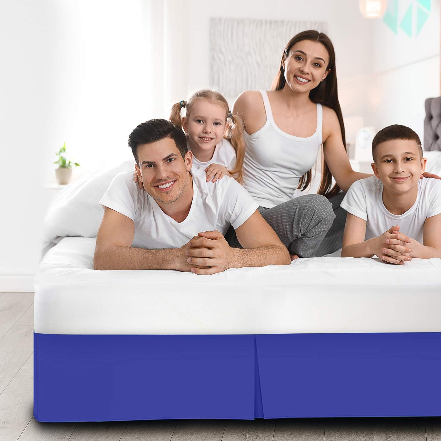 Nestl – Falda plisada de cama de fácil ajuste, con caída a medida de 14 pulgadas, microfibra de doble cepillado, con calidad de hotel y pliegues,