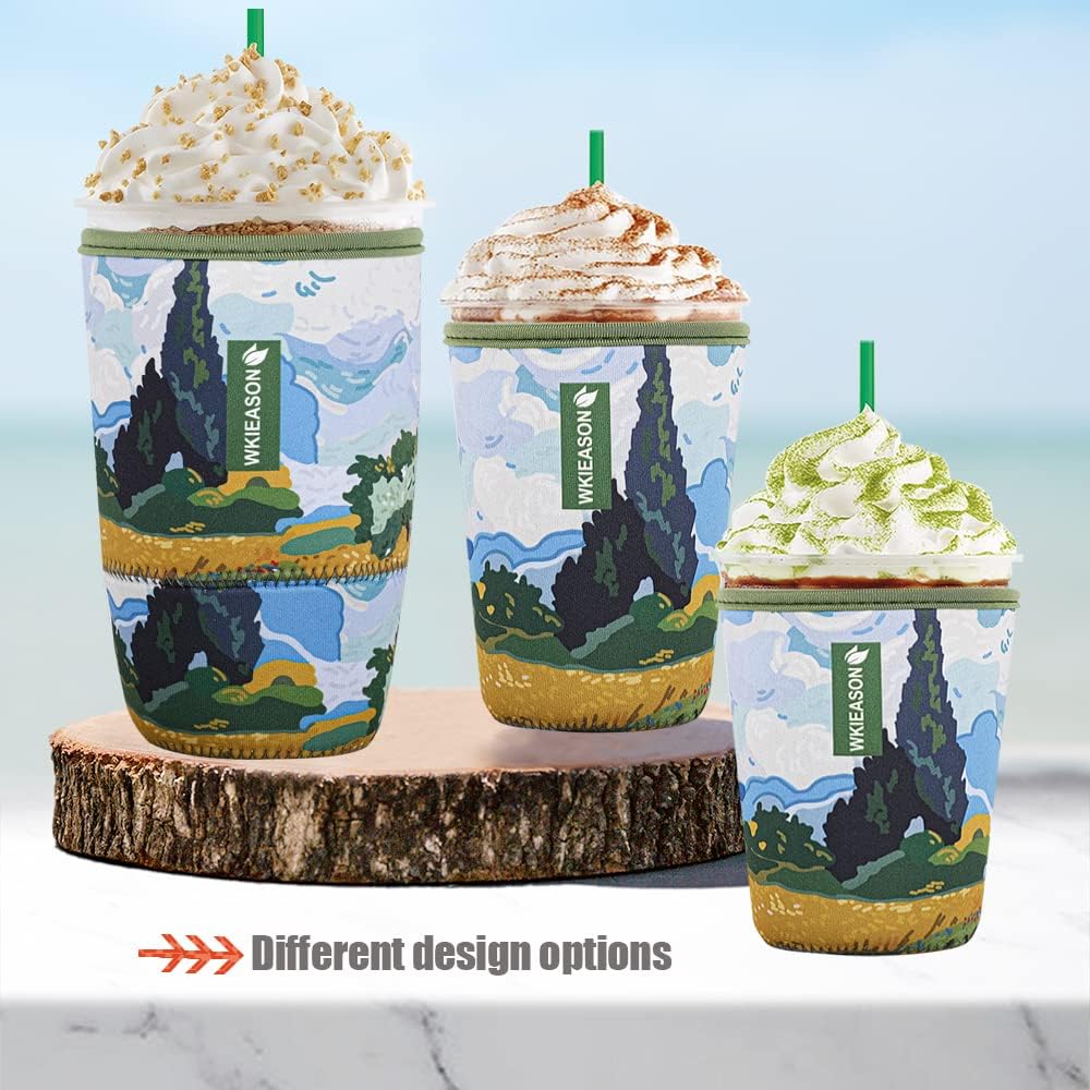 Funda aislante reutilizable de café helado para bebidas frías y fundas de neopreno para tazas de café frío, funda más fría de 16 a 32 onzas para