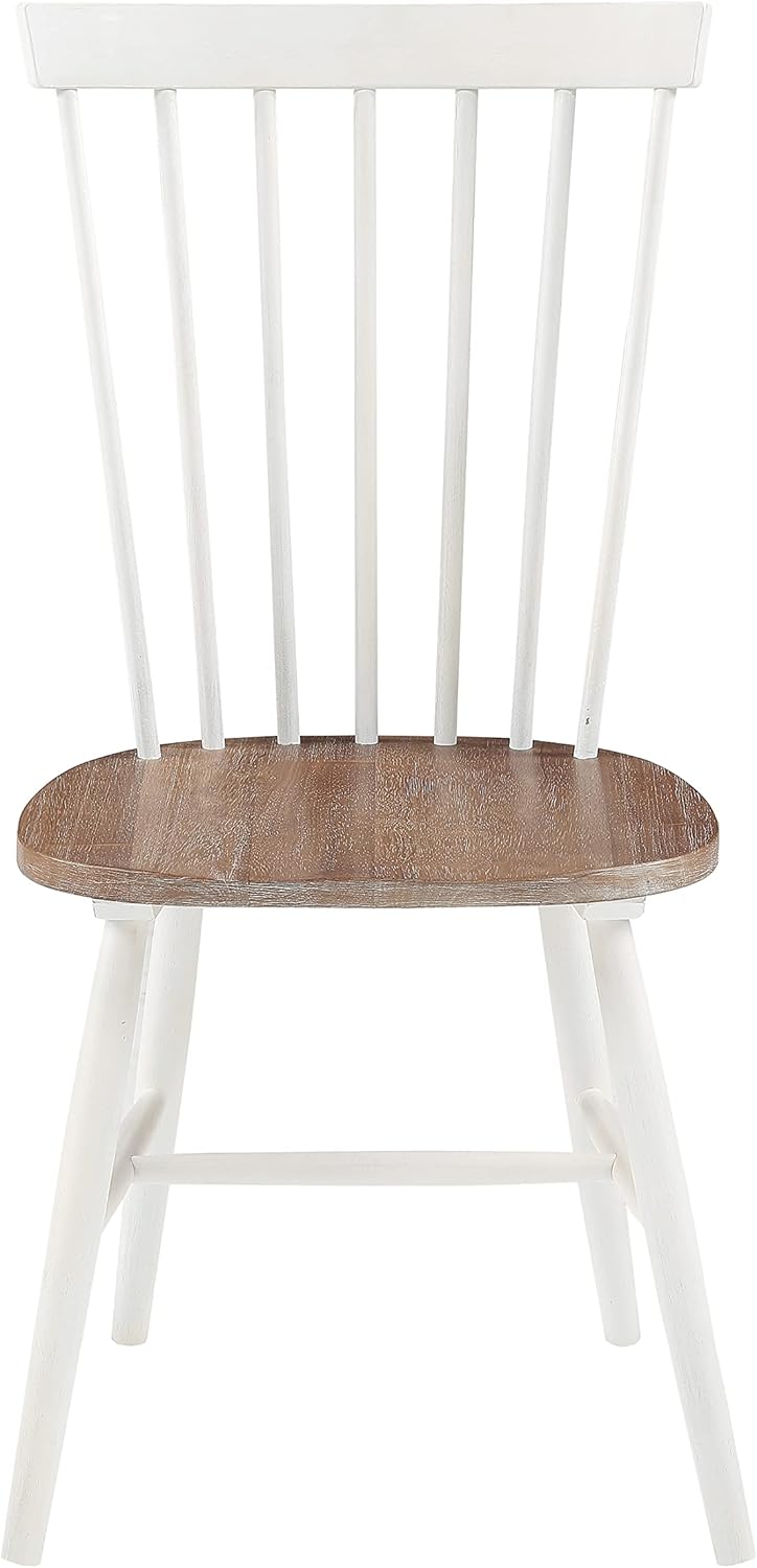 OSP Home Furnishings Eagle Ridge – Sillas de comedor tradicionales de madera maciza estilo Windsor, paquete de 2, color crema