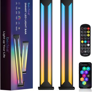 bedee Barra de luz LED inteligente 2 paquetes de barras de luz RGB 16 millones de colores que cambian de color, sincronización de música, control de bedee Barra de luz LED inteligente 2 paquetes de barras de luz RGB 16 millones de colores que cambian de color, sincronización de música, control de