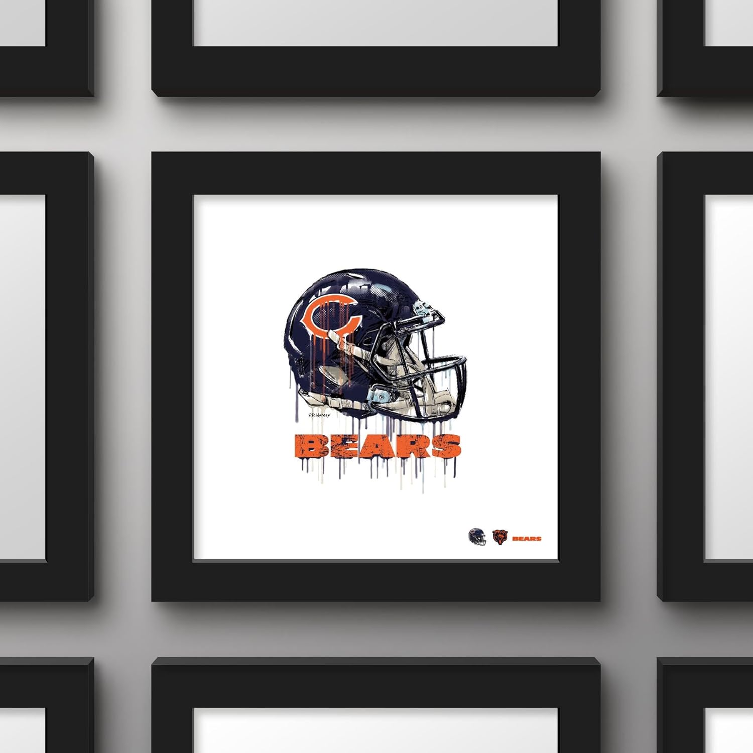 Trends International Gallery Pops NFL Chicago Bears – Póster de pared con casco de goteo, 12.00 x 12.00 pulgadas, versión del marco negro