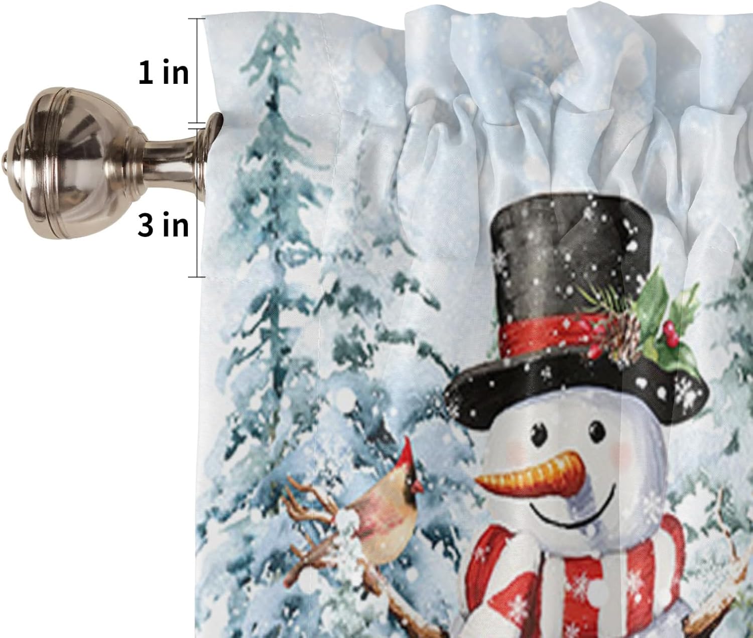 Cenefa de cocina de muñeco de nieve de Navidad con bolsillo para barra, cenefa corta para ventana de árbol de Navidad, cenefa corta para cocina,