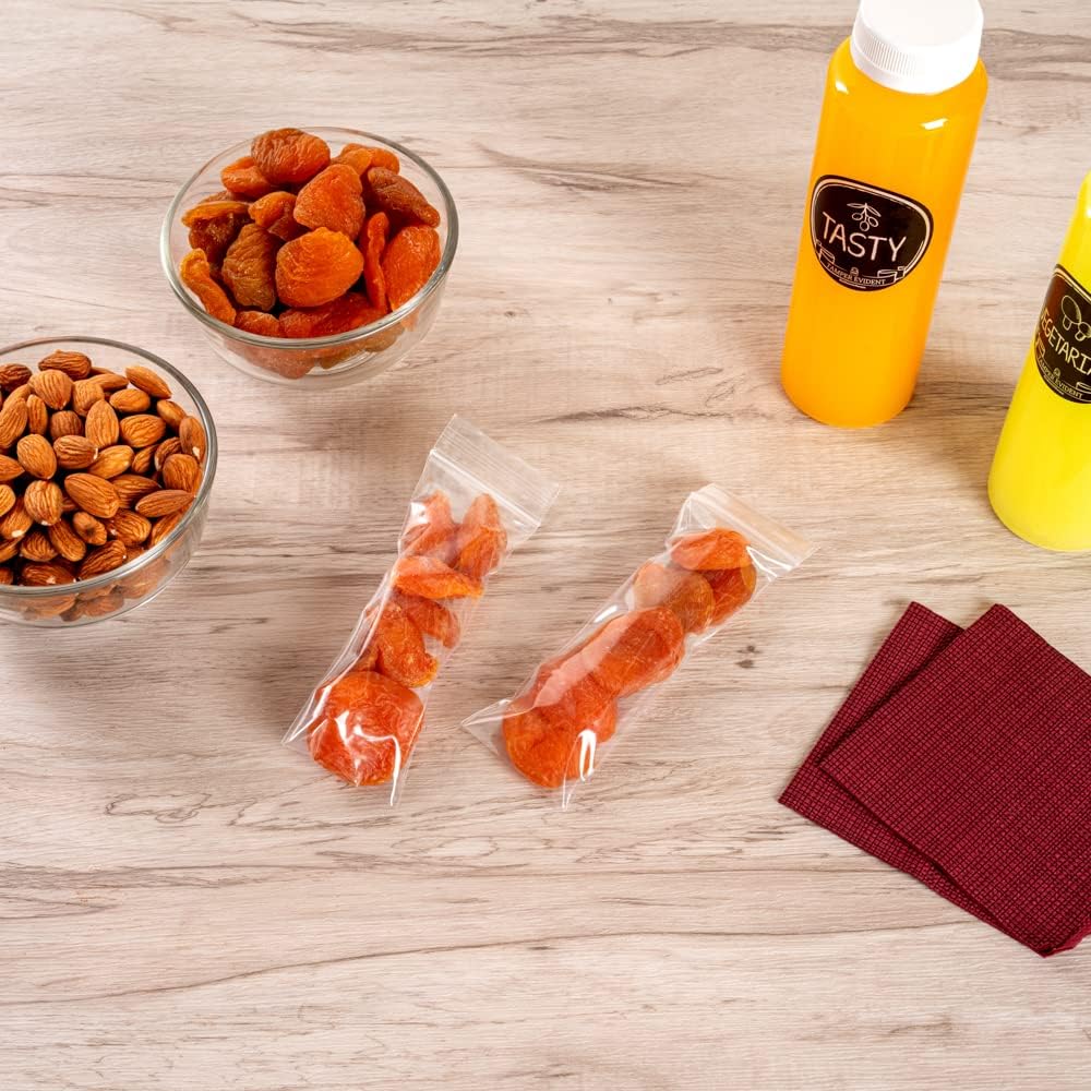 Restaurantware Bag Tek – Bolsas de plástico transparente con cremallera de 5 pulgadas, 100 bolsas resellables con cremallera, congelables, sin BPA,