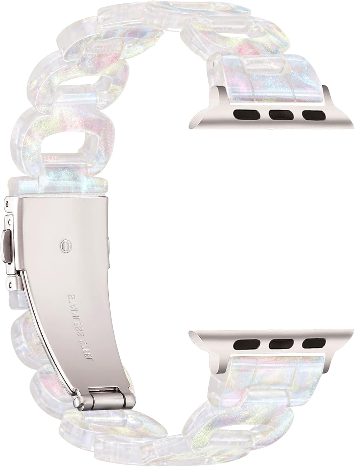 Correa ligera de Apple Watch -O Design – Correas de resina para iWatch, color luz de estrellas, correas de Apple Watch para mujeres y hombres,