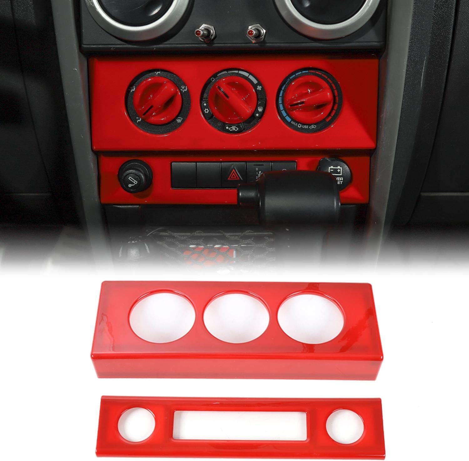 RT-TCZ para Wrangler JK Dashboard Trim Panel Decoración para Jeep Wrangler JK JKU 2007-2010 Accesorios interiores rojos 4 unids