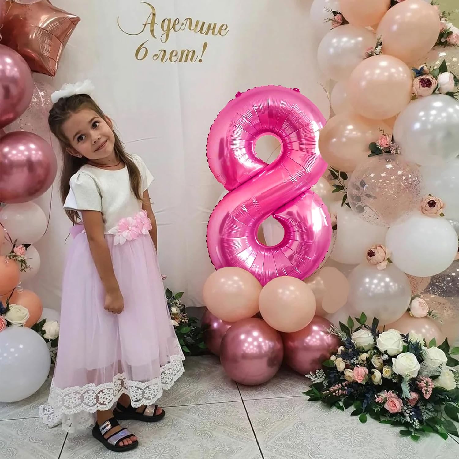 Globos de 8 años de color rosa con el número 8, globos de Mylar de 40 pulgadas para niños de 8 años, decoraciones de fiesta de cumpleaños, bodas,