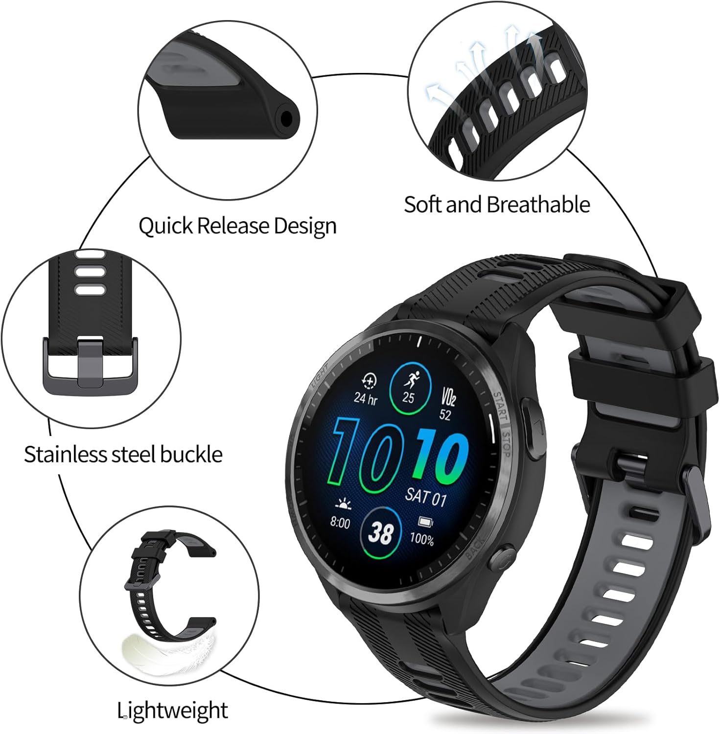 Correa de repuesto para Garmin Forerunner 945, correa de silicona suave para Garmin Forerunner 935 GPS Running Smartwatch