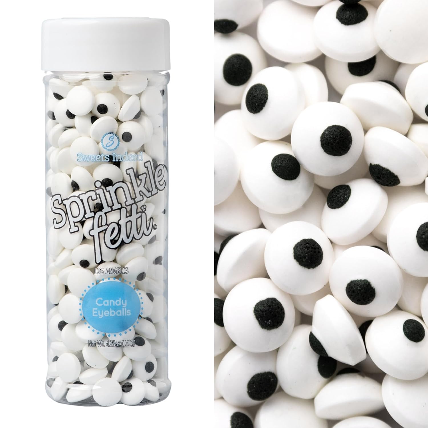 Sweets Indeed Globos oculares de caramelo a granel, 250 unidades, ojos comestibles, gránulos de Halloween, perfectos para decoraciones de pasteles,