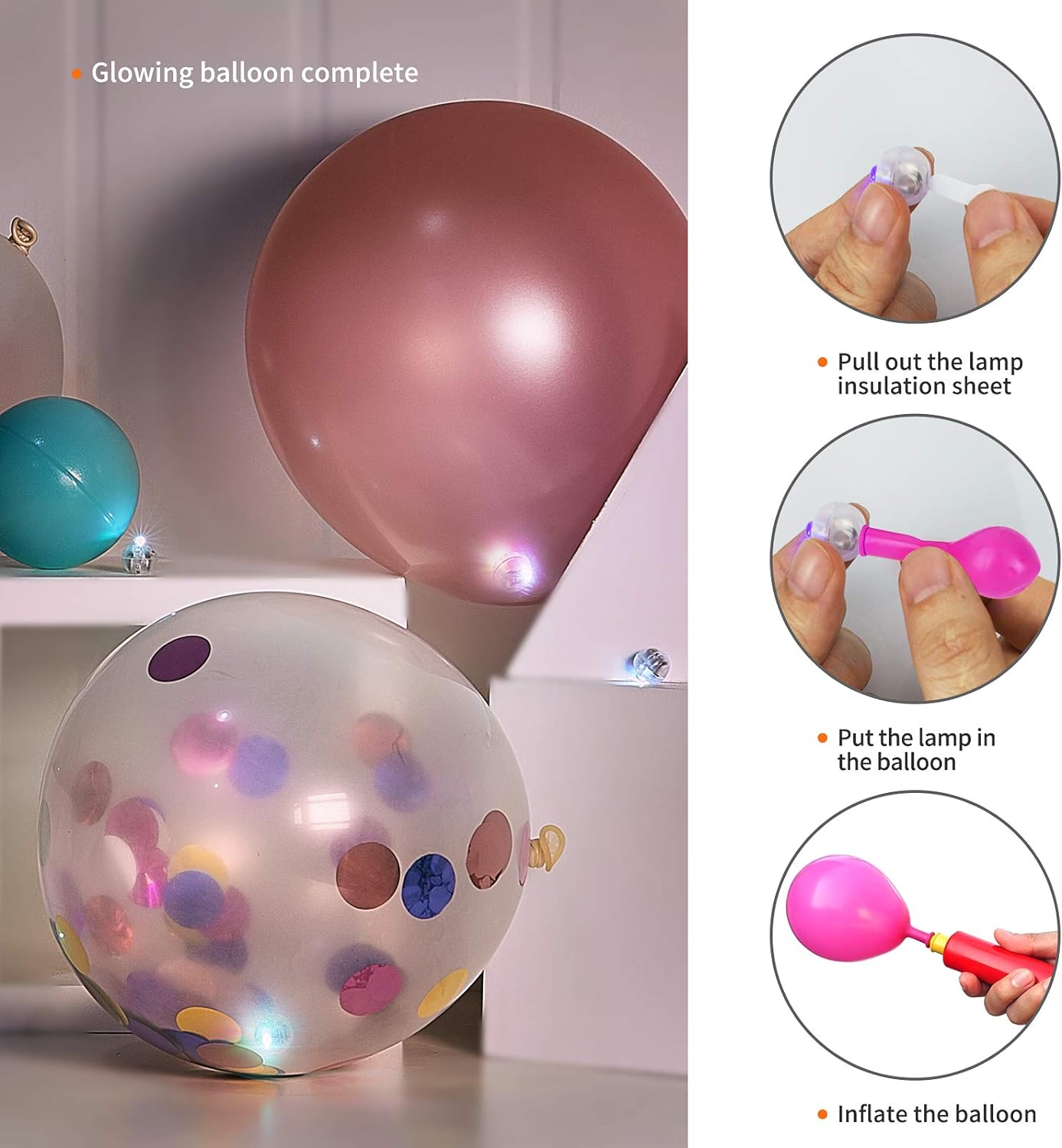Aogist 50 luces de globo multicolor, mini luz impermeable de largo tiempo de espera, funciona con pilas, lámpara de bola LED redonda para globos de