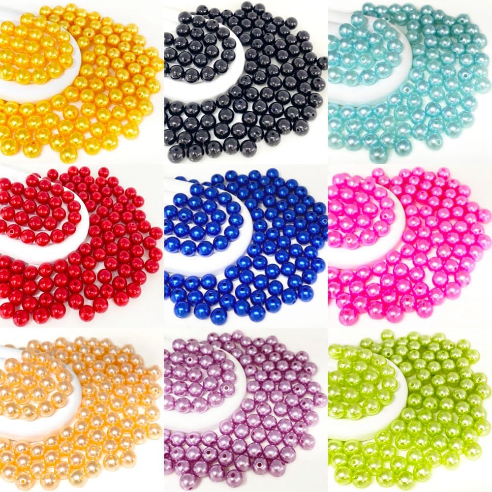 300 cuentas de perlas de 0.315 pulgadas con agujero redondo suelto para decoración del hogar, rellenos de jarrones, manualidades, fabricación de