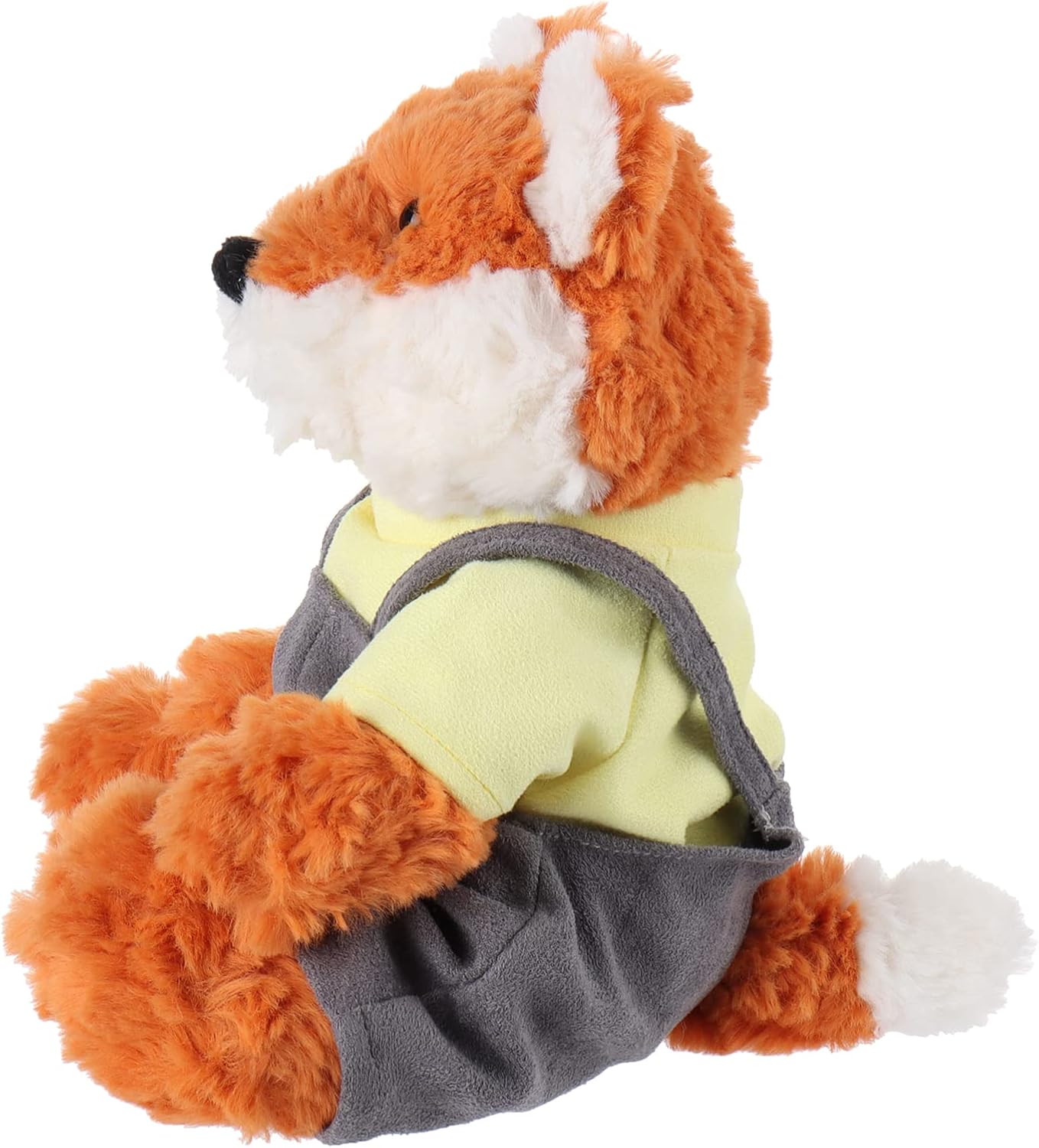 Apricot Lamb Juguetes de peluche de zorro naranja con ropa, animal de peluche suave, perfecto para niños de 8 pulgadas (camiseta amarilla y overol