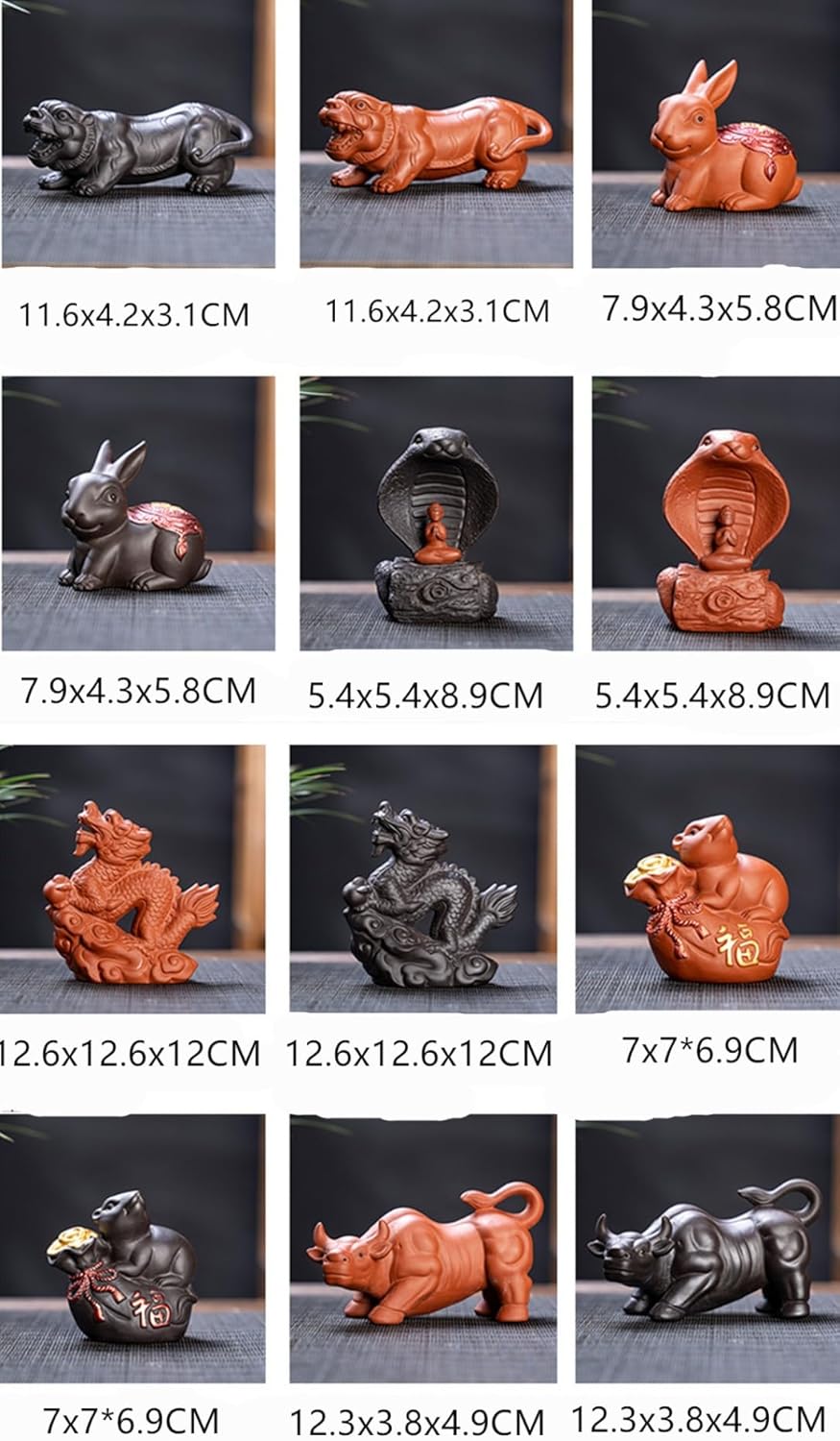 Estatua creativa de los doce animales del zodiaco, bonita figura de té chino, adornos de escritorio que pueden cultivar té, accesorios para mascotas