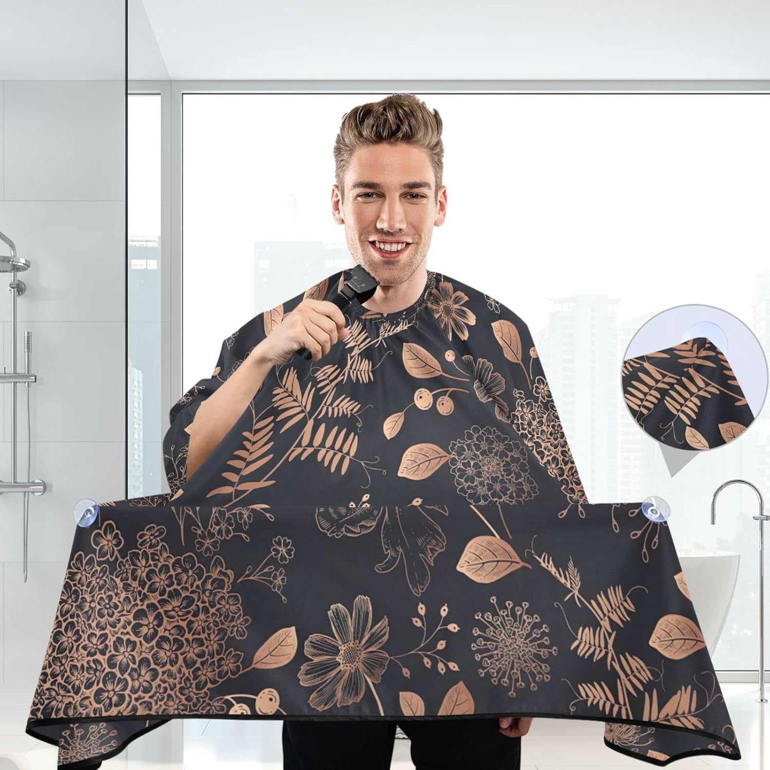 Capa impermeable de tela para corte de pelo de fresas, 64.9 x 55.1 pulgadas para cortes de pelo, Fresas
