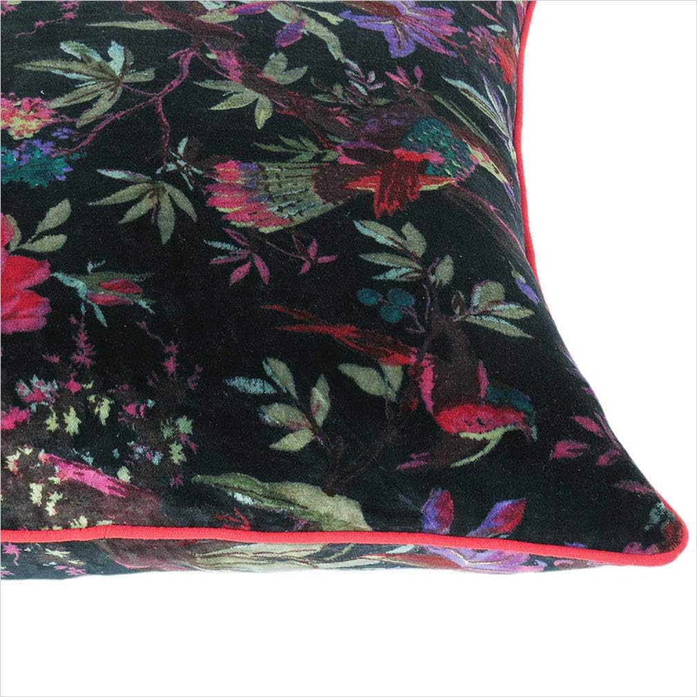 Mam Treasures – Funda de cojín de terciopelo con flores y pájaros para sofá, decoración bohemia, colorido, bohemio, chic, indio, hecho a mano, solo