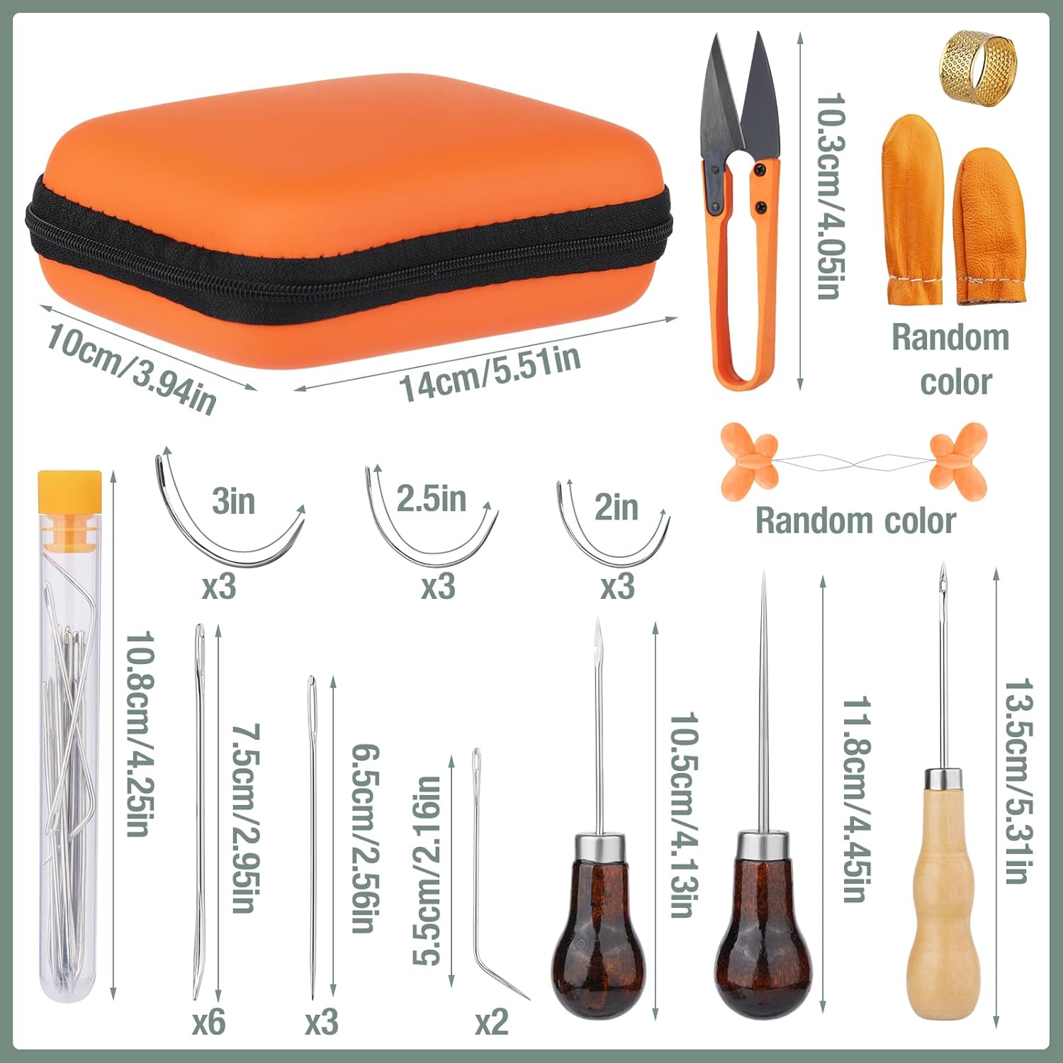 LOKUNN Kit completo de costura de cuero, 47 piezas, herramientas de costura de cuero para principiantes, kit de reparación de tapicería con hilo