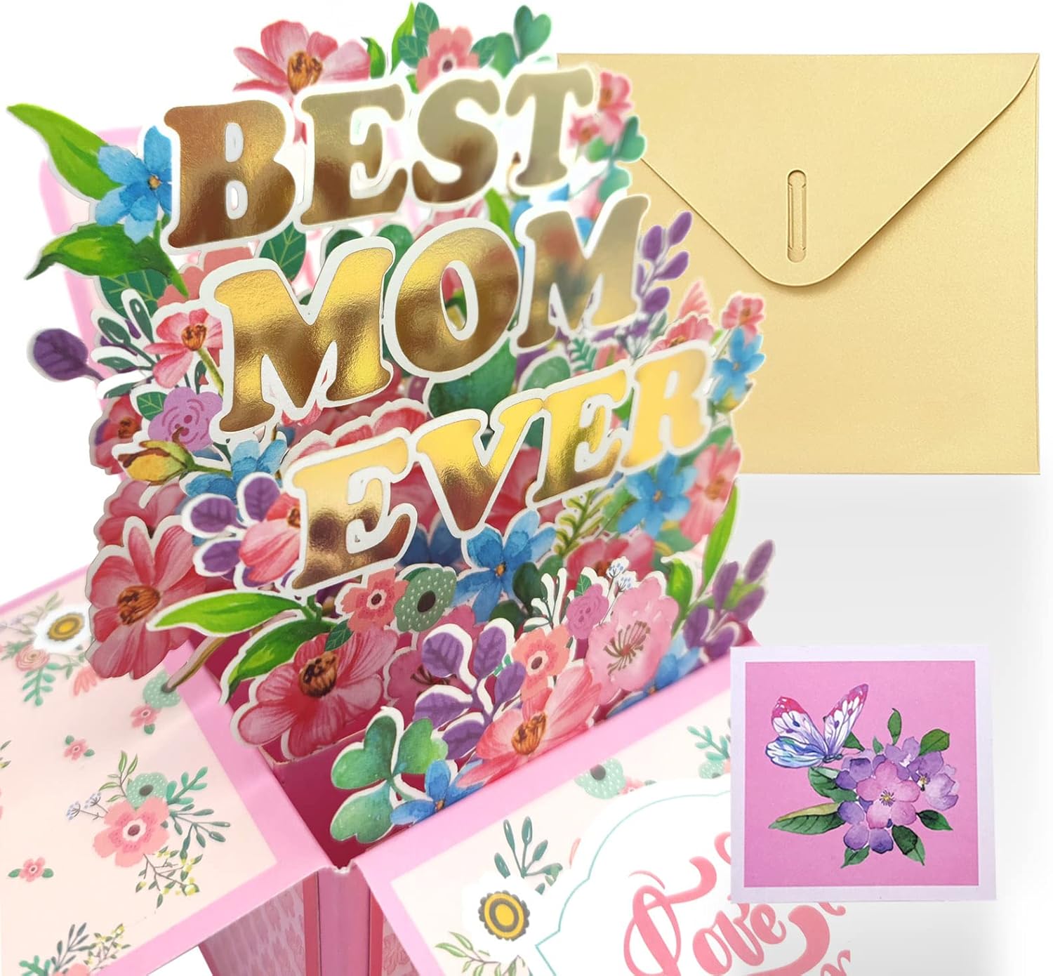 Tarjeta del día de la madre, tarjetas emergentes 3D, tarjetas de regalo de la mejor mamá del mundo, tarjetas de felicitación de papel con tarjeta de