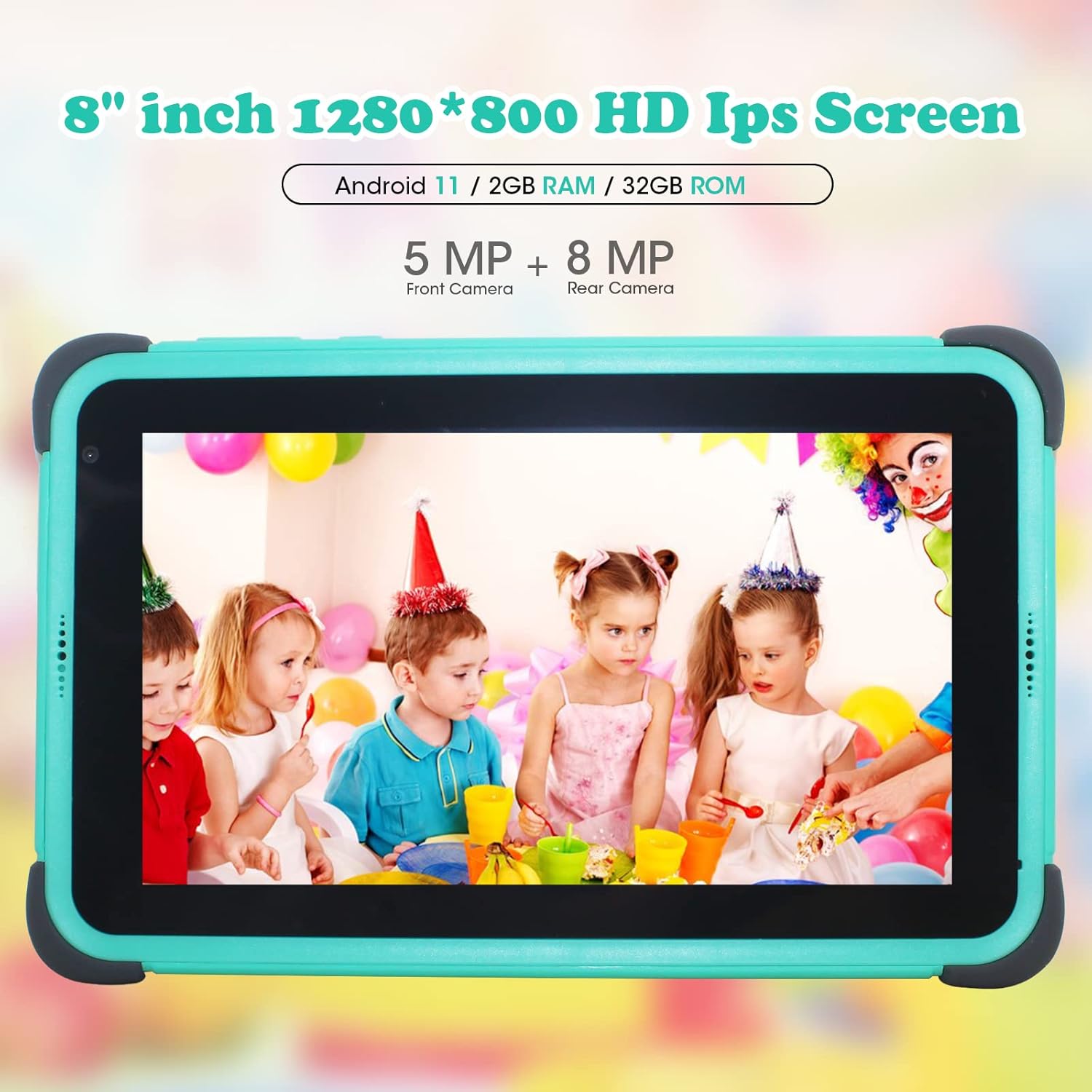 Tablet para niños de 8 pulgadas, weelikeit Android 11 Kids Tablet con AX WiFi6, control parental, aplicación para niños instalada, 4500 mAh,