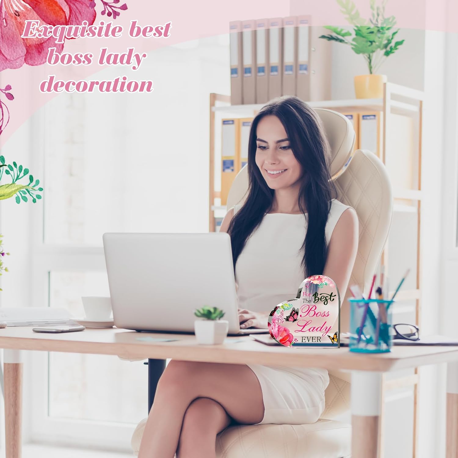BossLady – Regalo de corazón de acrílico para mujer, mejor jefa de todos los tiempos, pisapapeles, jefa, dama, regalo de escritorio, recuerdo,