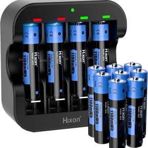 Baterías de litio recargables AAA con cargador, Hixon 1100 mWh de alta capacidad triple AAA recargable, 1600 ciclos, baterías recargables constantes Baterías de litio recargables AAA con cargador, Hixon 1100 mWh de alta capacidad triple AAA recargable, 1600 ciclos, baterías recargables constantes