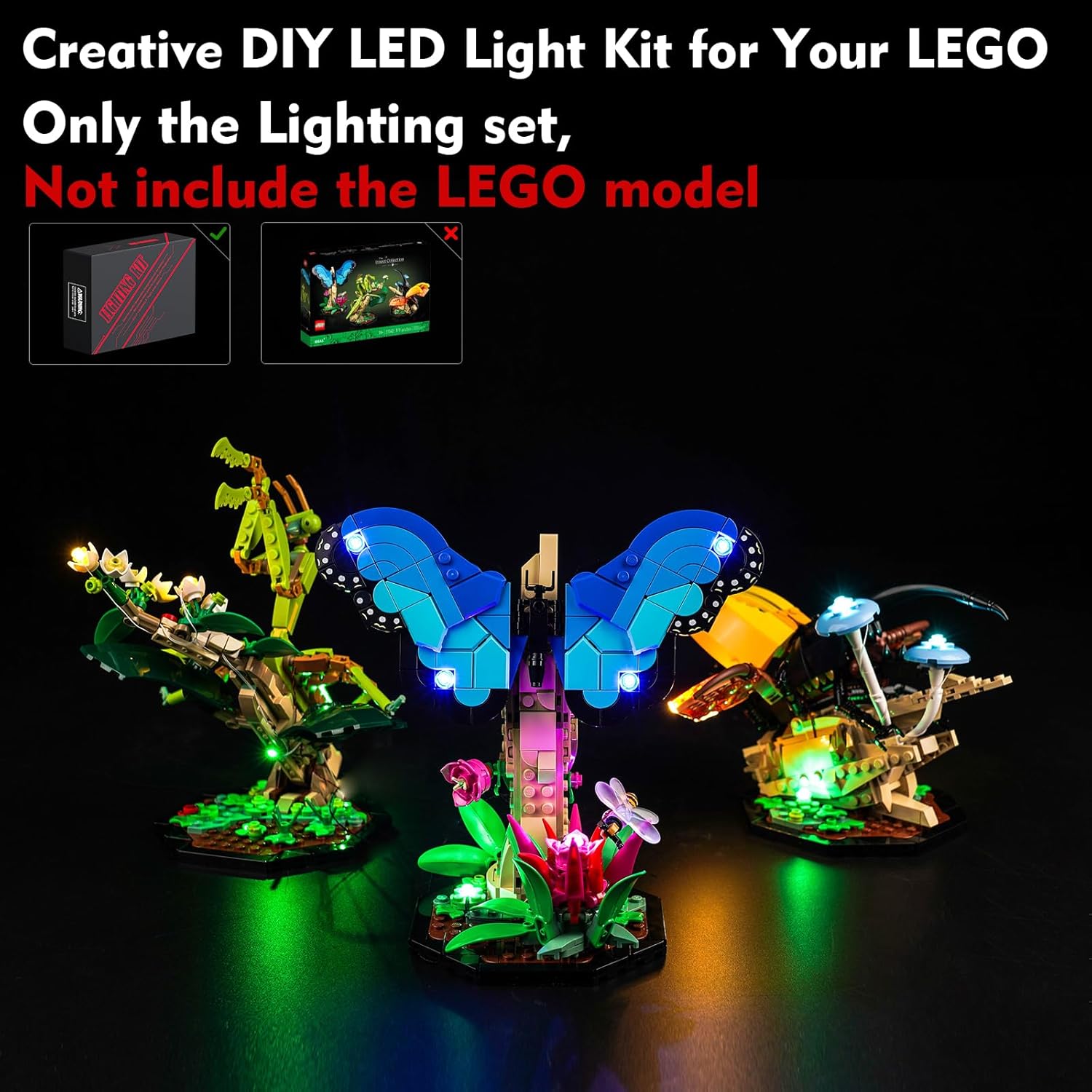Kit de luces LED para Lego The Insect Collection 21342 Ideas Bugs, accesorios de iluminación compatibles con Lego Nature 21342 Butterfly Set (solo