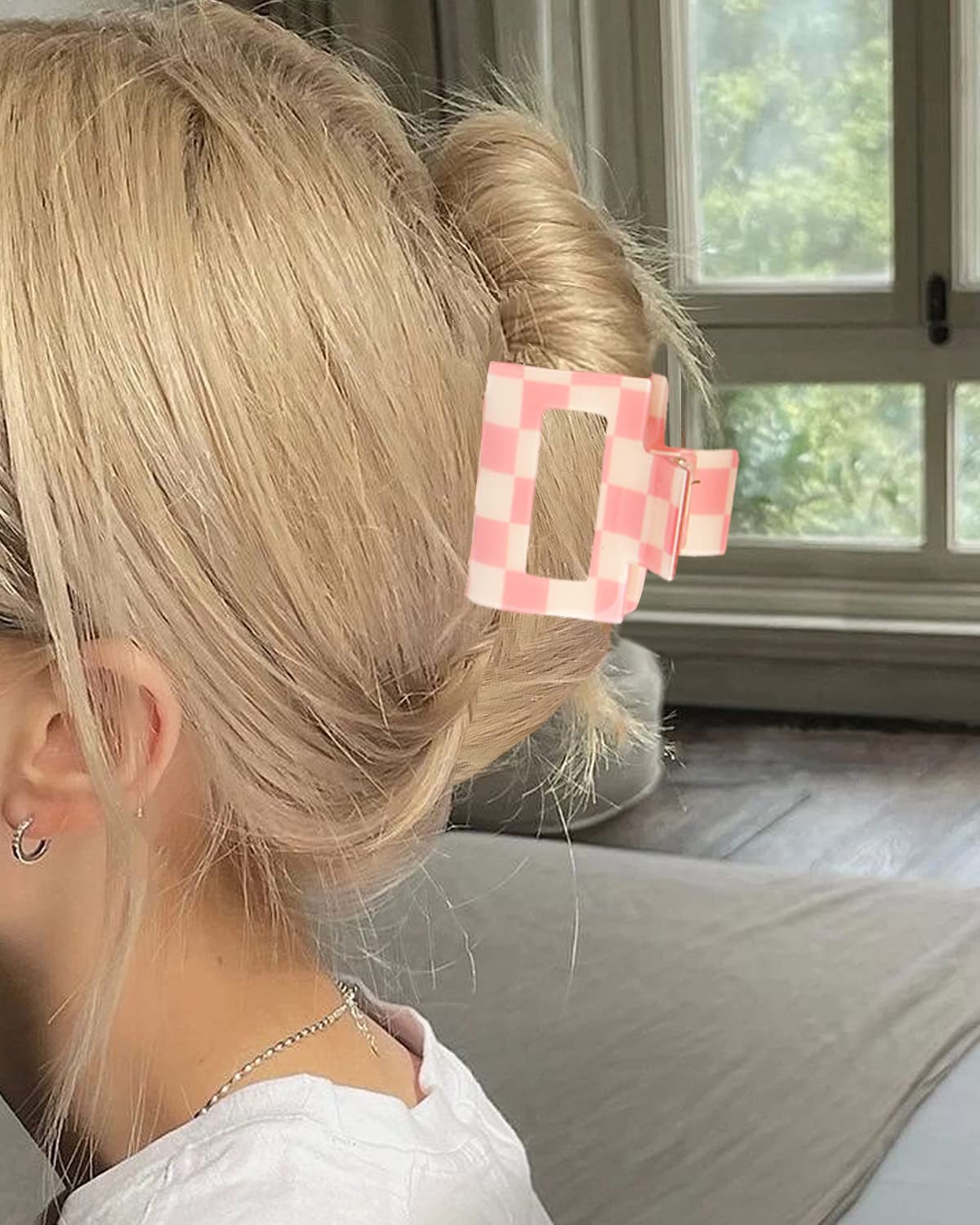 Paquete de 6 pinzas para el cabello a cuadros, pinzas de pelo cuadradas multicolores medianas, pinzas antideslizantes para el cabello, accesorios de