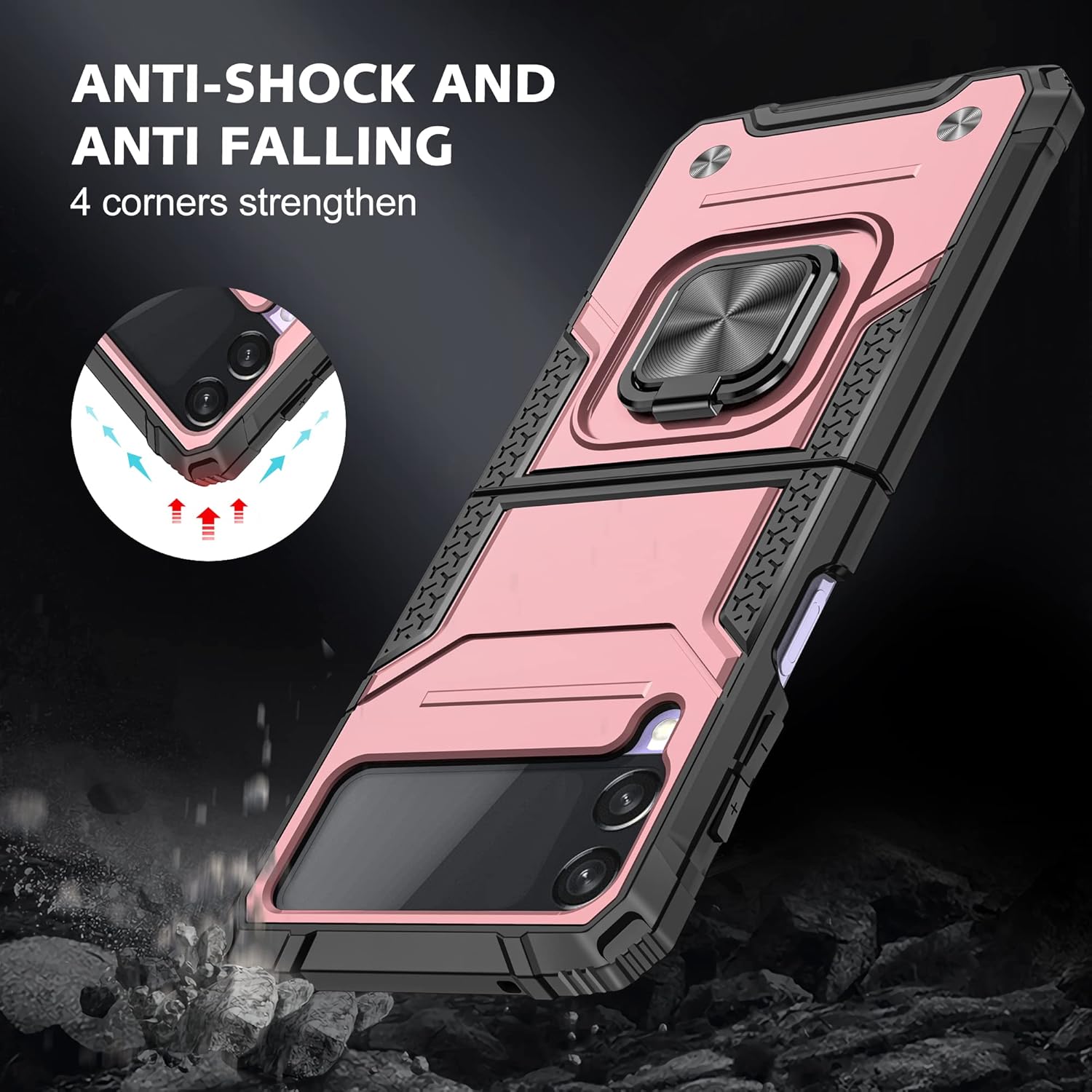 AYMECL Funda para Z Flip 3, Samsung Galaxy Z Flip 3, grado militar, doble a prueba de golpes, con función atril, funda protectora para Samsung Z