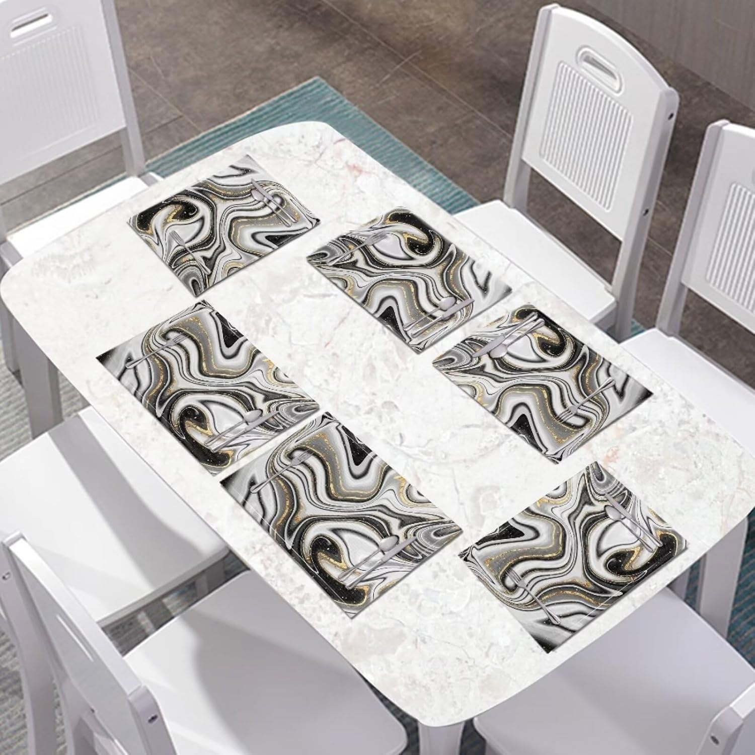 NETILGEN Manteles de mesa lavables resistentes al calor con textura de PVC para mesa de comedor para el hogar al aire libre, decoración de fiestas,