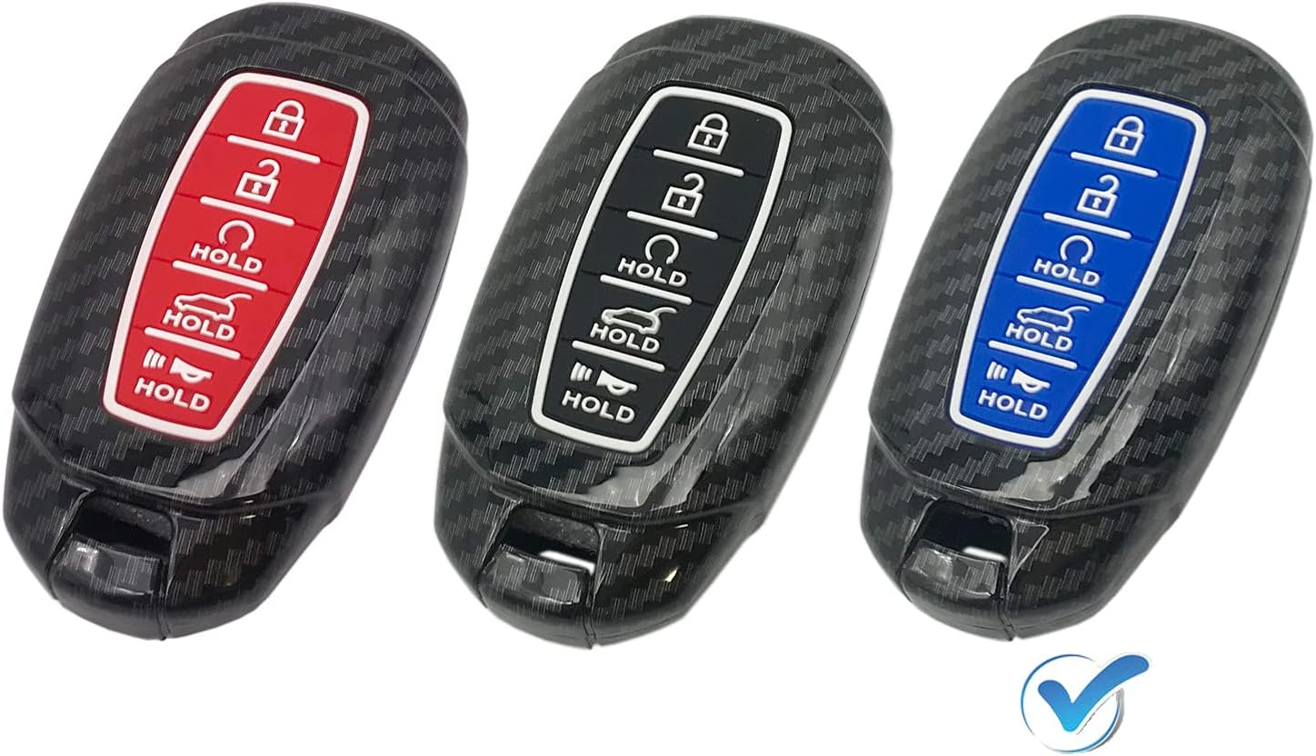 Funda protectora de fibra de carbono ABS con botones de silicona para Hyundai Santa Fe Palisade Kona Elantra GT Veloster 4 botones