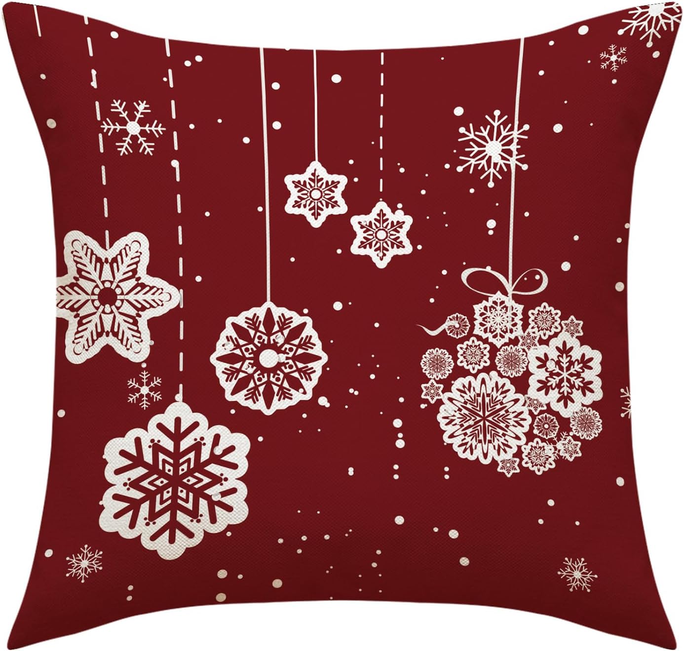 Juego de 4 fundas de almohada de Navidad, 18 x 18 pulgadas, color rojo y blanco, fundas decorativas de invierno para el hogar, sofá, sofá,