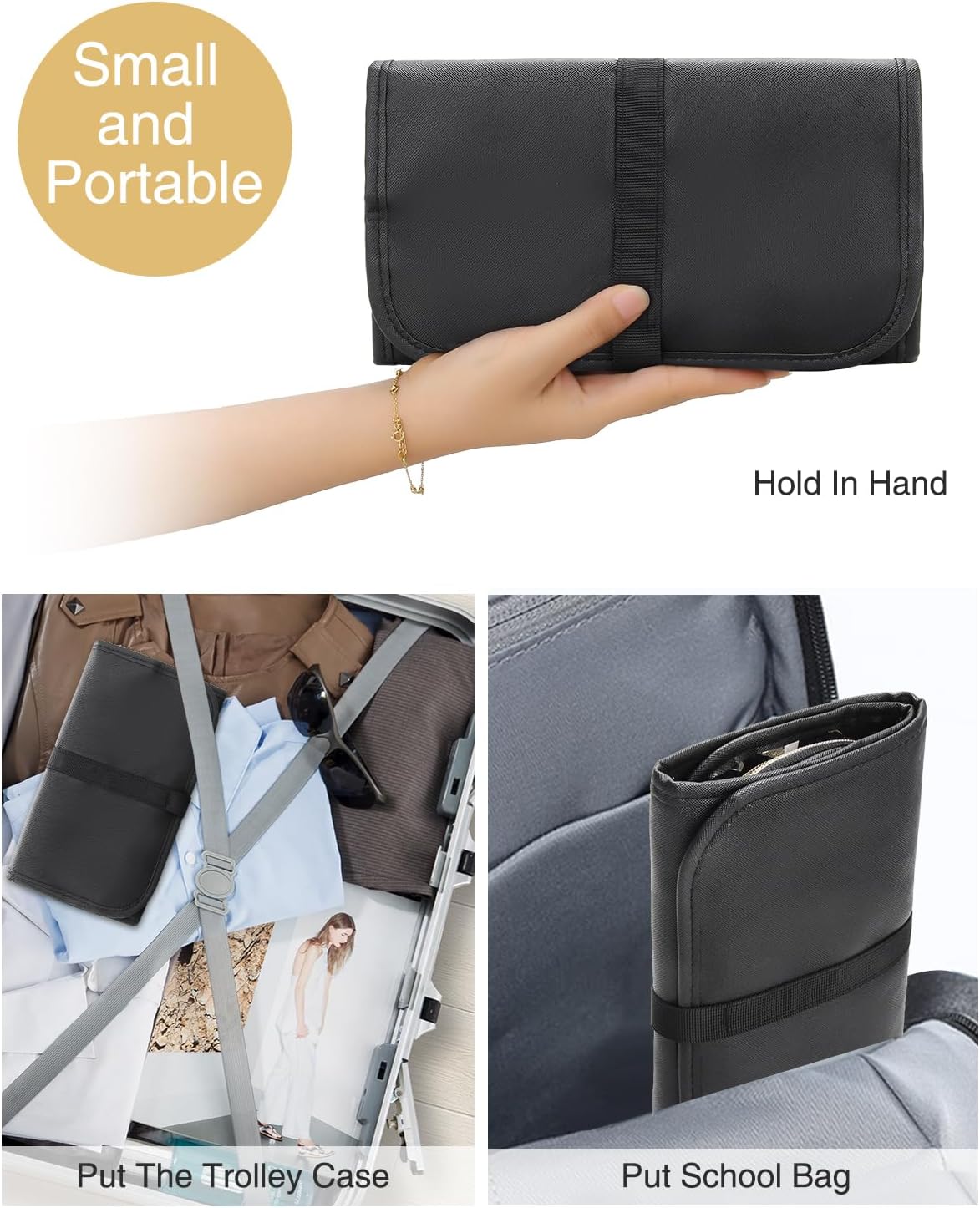 Relavel Estuche para brochas de maquillaje, estuche para brochas de maquillaje, organizador de bolsa de cosméticos, organizador de viaje portátil