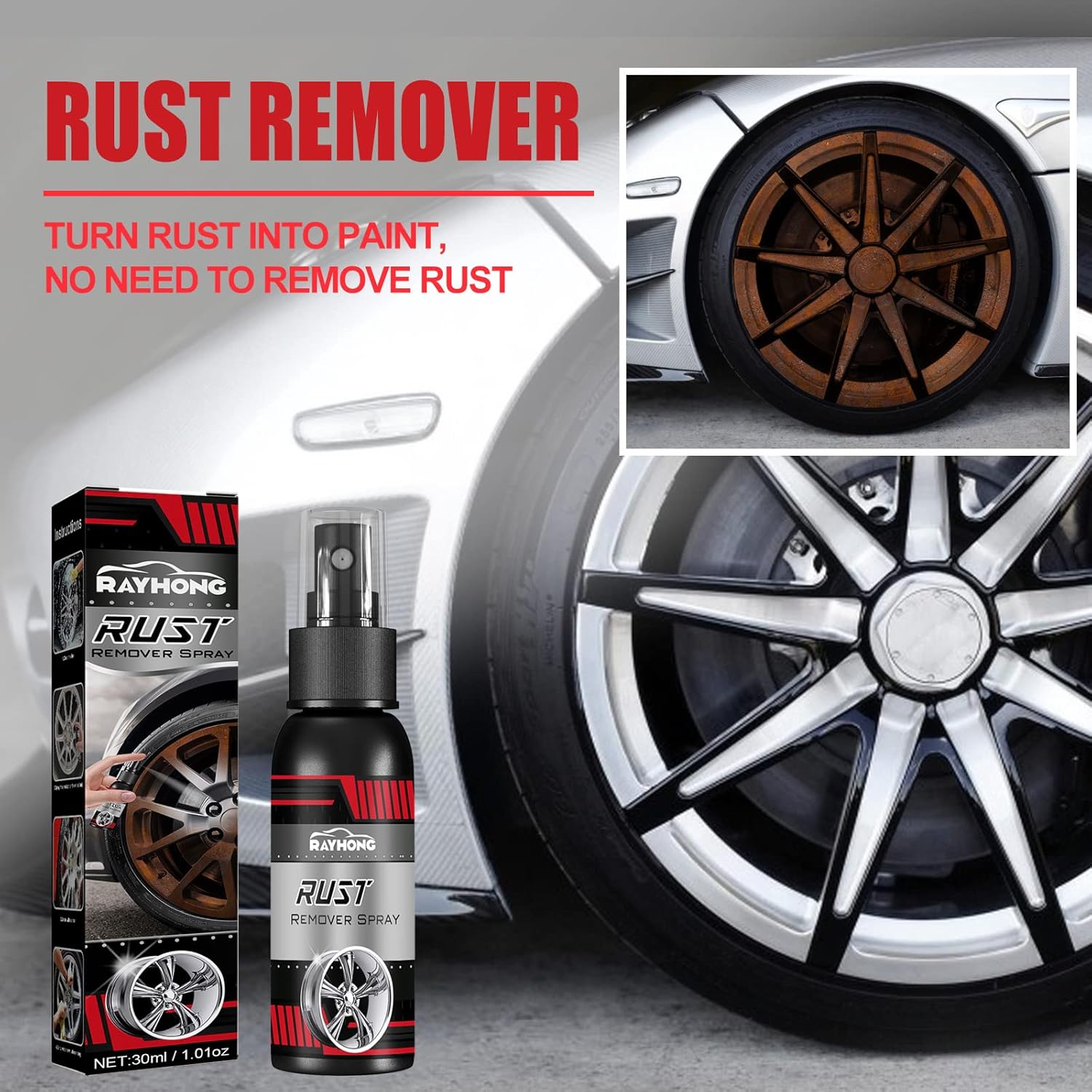 Spray removedor de óxido para metal, removedor de óxido de metal multifuncional, espray de eliminación de óxido de automóvil, convertidor de óxido