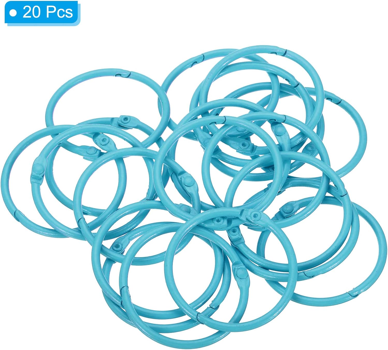 PATIKIL Anillos de hojas sueltas de 1.8 pulgadas de diámetro exterior de 1.5 pulgadas, paquete de 20 anillos de acero para papel, álbum de recortes,