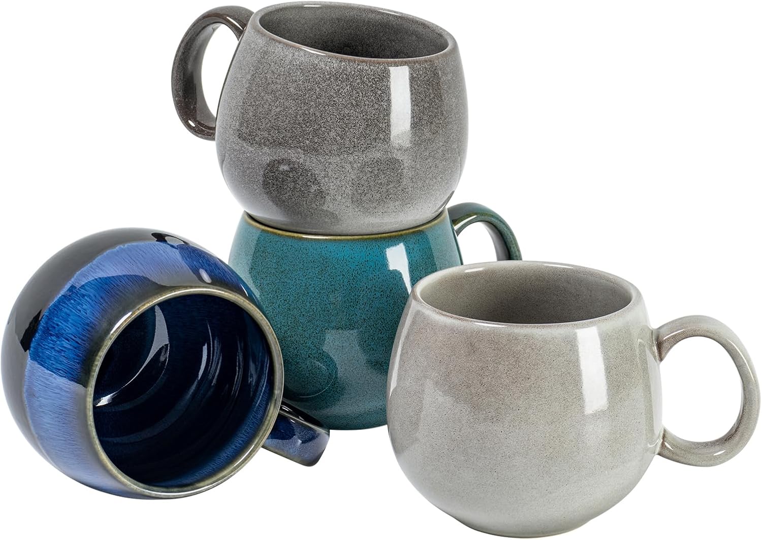 UNICASA Juego de 4 tazas de café, tazas de cerámica jumbo de 18 onzas, cereales de porcelana, tazas de sopa con asas para café, té, leche, café con