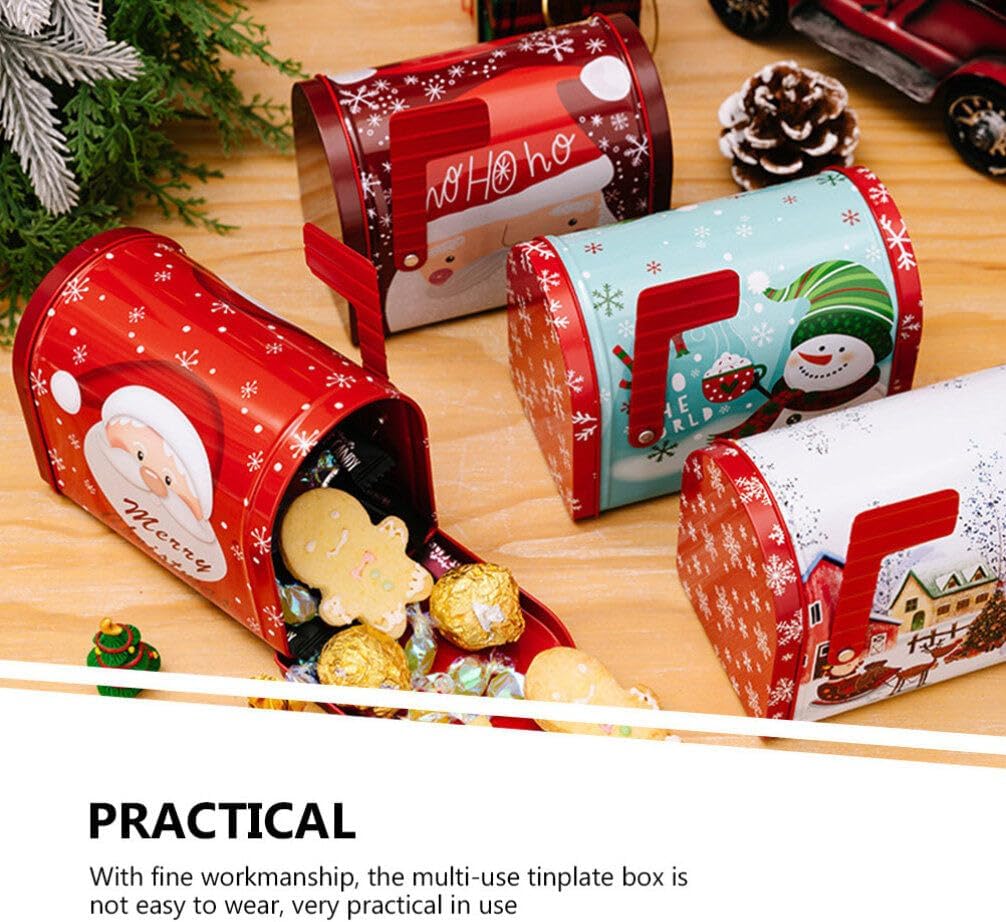 UPKOCH Contenedores de almacenamiento de hierro para galletas de Navidad, tarro de dulces, latas de dulces de Navidad, cubierta de poste,