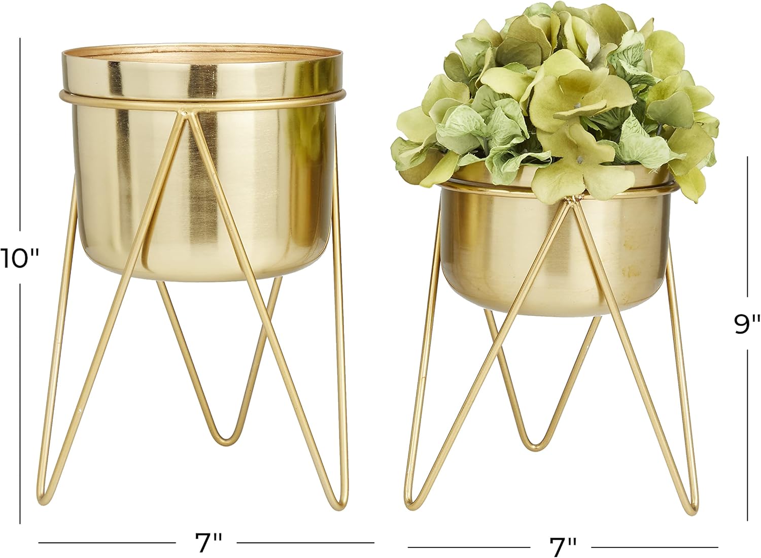 CosmoLiving by Cosmopolitan Maceta de metal para interiores y exteriores, maceta pequeña con soporte extraíble, juego de 2 macetas de 7 pulgadas, 7