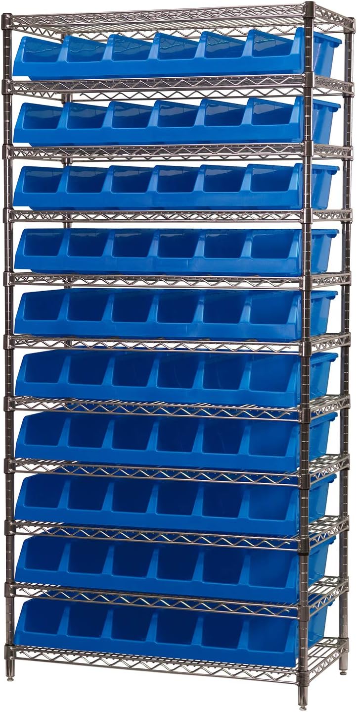 Akro-Mils 30318 System Bin – Contenedor de almacenamiento con seis compartimentos, (33 x 18 x 5 pulgadas), color azul, (paquete de 5)