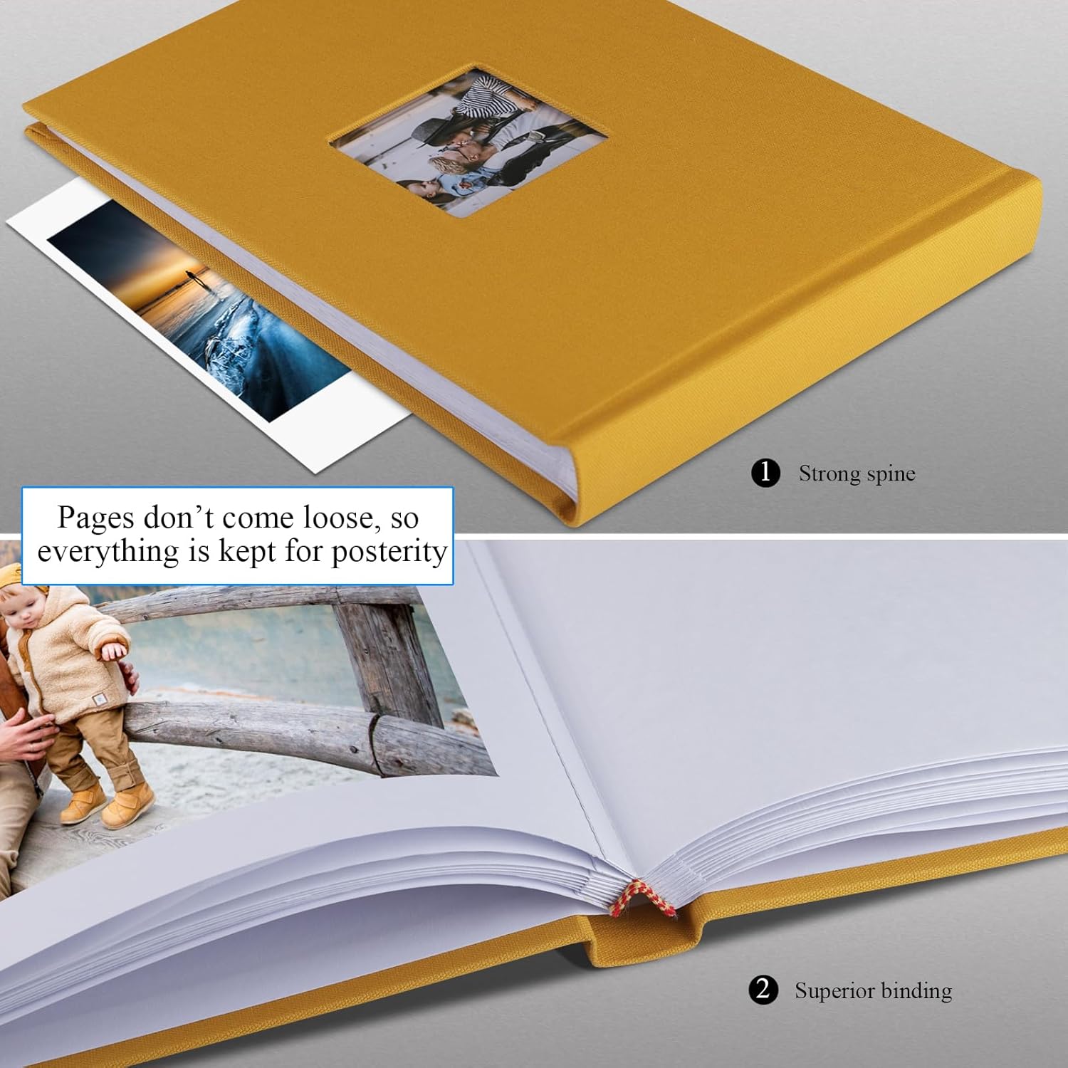 Álbum de fotos con espacio de escritura, álbum de fotos de alta calidad, 40 páginas para 3 x 5, 4 x 6, 5 x 7 pulgadas, cubierta de lino con ventana,