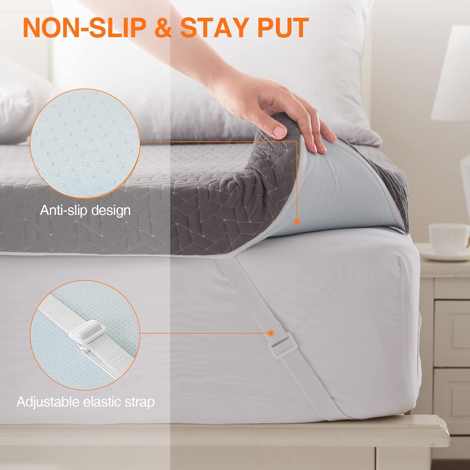 BedLuxury – Cubrecolchón de espuma viscoelástica de gel refrescante, tamaño matrimonial, 3pulgadas, suave, alta densidad, para dolor de espalda, con