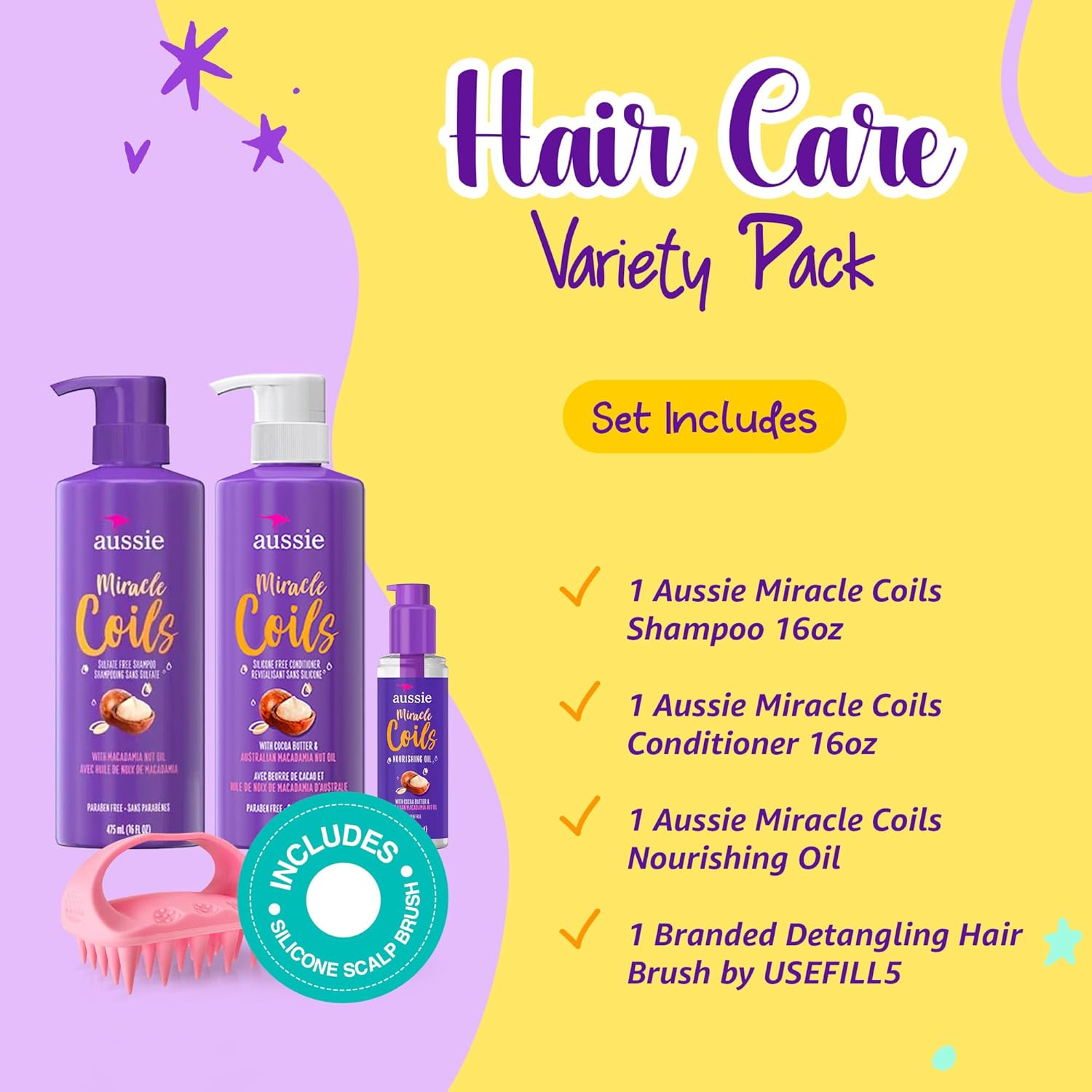 Set de champú y acondicionador nutritivo para el cabello, kit de aceite para el cabello rizado, aceite de nuez de macadamia, paquete de 3 productos