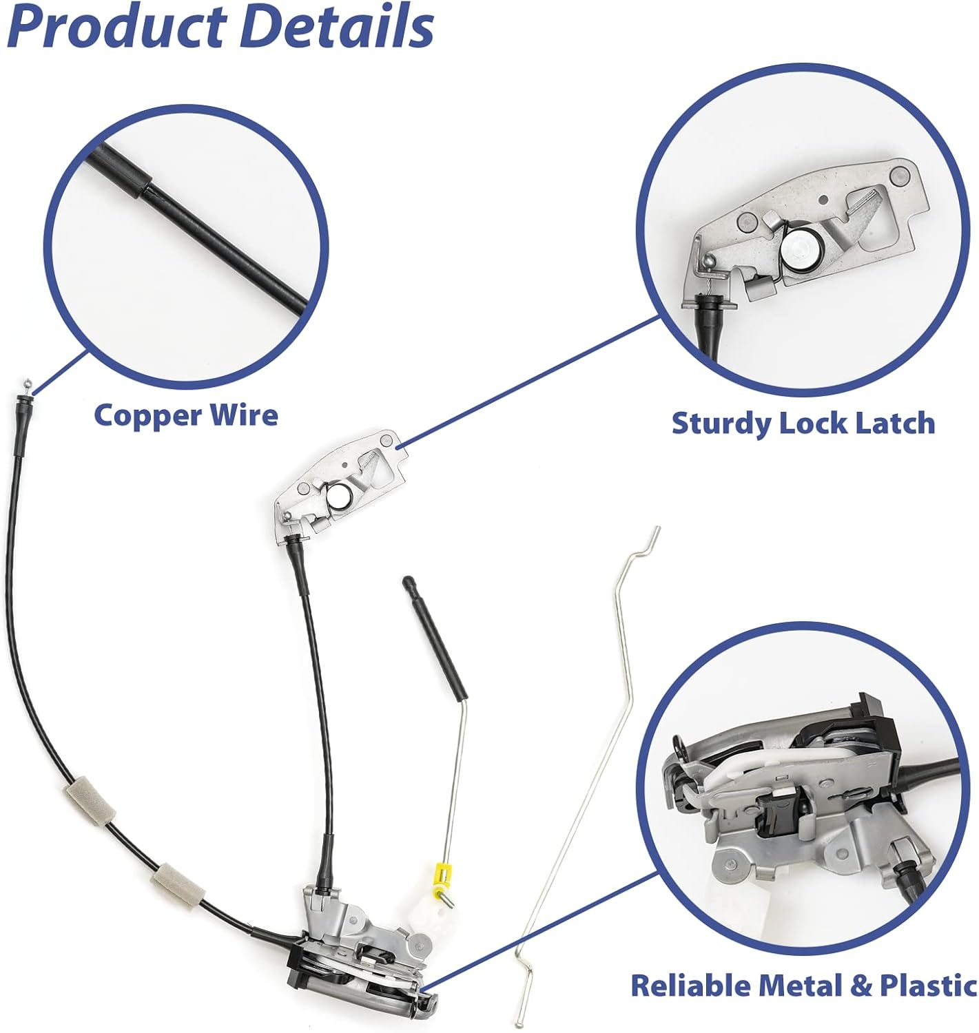 Pestillo de puerta para Ford E150 E250 E350, pestillo de puerta trasera derecha con cable y varilla para reparación de camiones Ford, OE