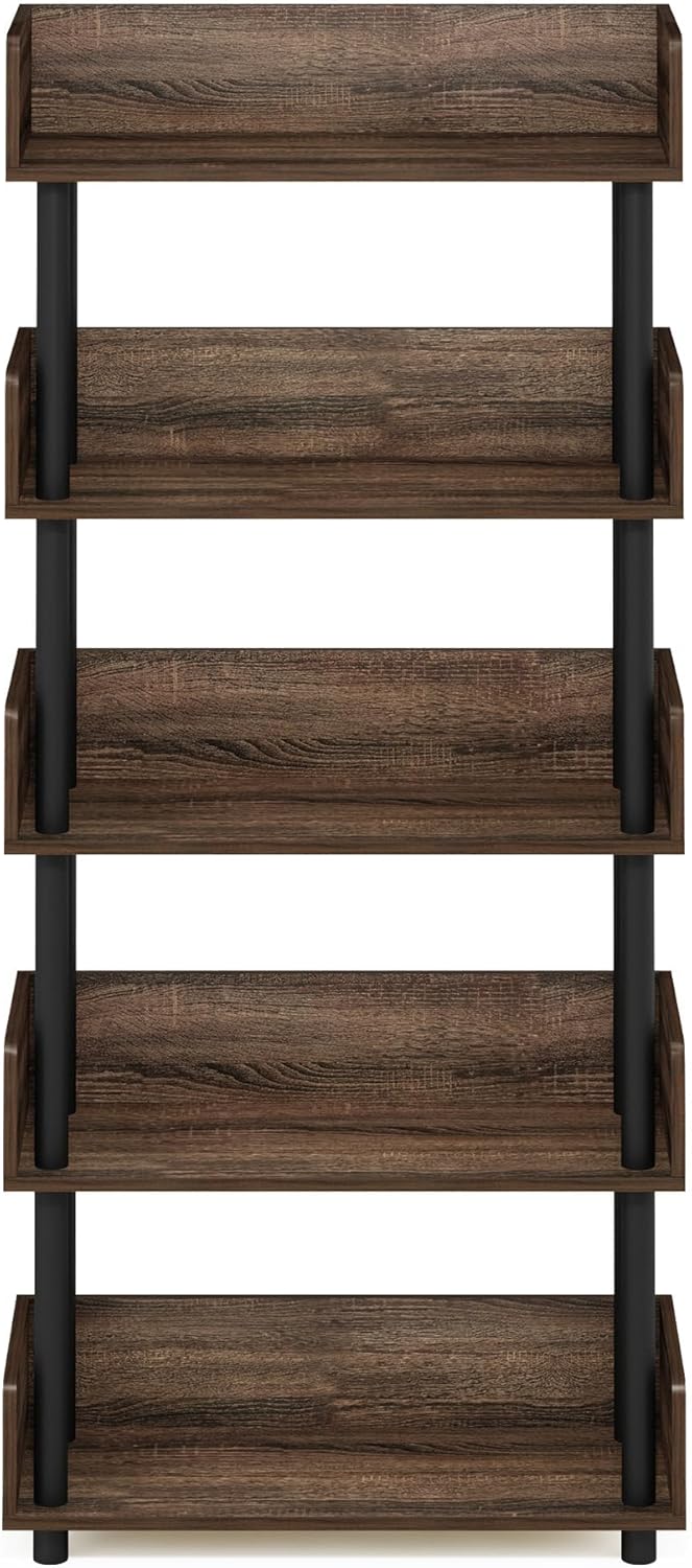 Furinno Turn-N-Tube – Estantería expositora multiusos, de 5 niveles, se monta sin herramientas, color nogal