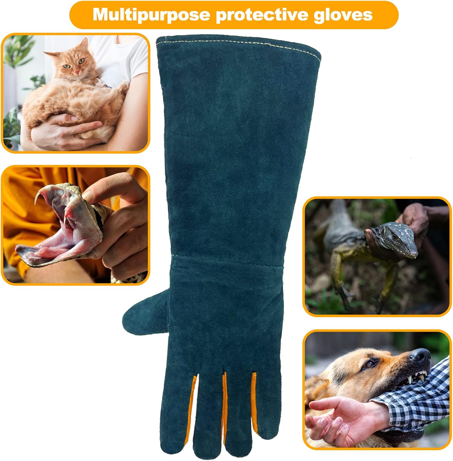 Guantes de manejo de animales a prueba de mordeduras de cuero reforzado de Kevlar, guantes de protección, guantes antimordeduras para entrenamiento