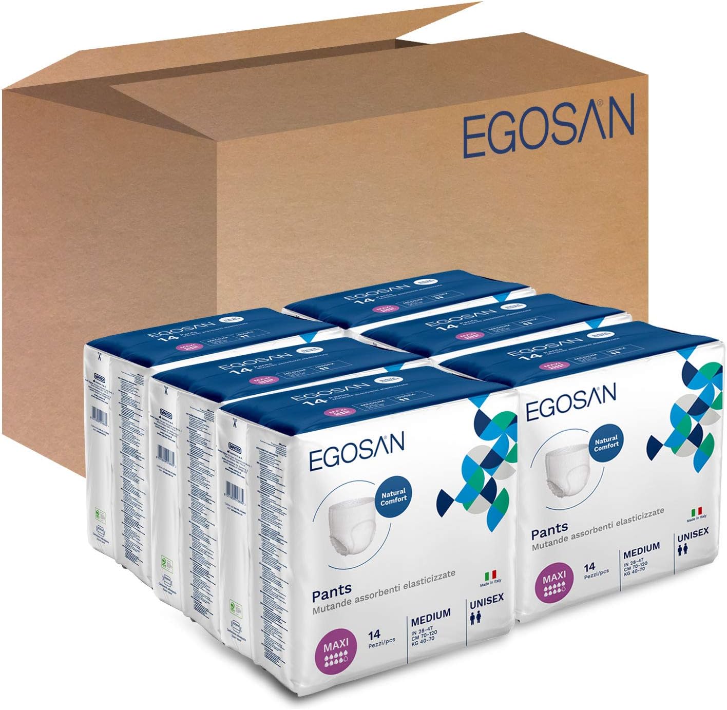 Egosan Ropa interior maxi para incontinencia, ligera, transpirable, desechable, con capa de adquisición de nuevo diseño, ajuste elástico con máxima