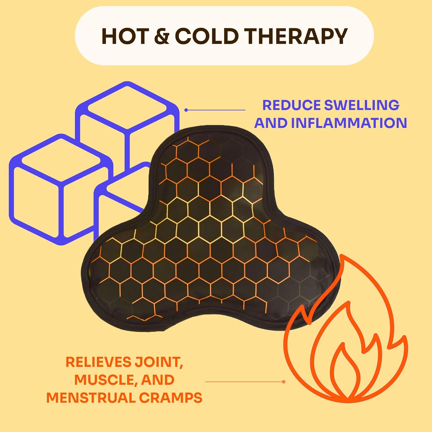Paquete de hielo de gel para lesiones  Paquete reutilizable fríocaliente para cuello, hombro, rodilla, terapia de frío caliente para lesiones de