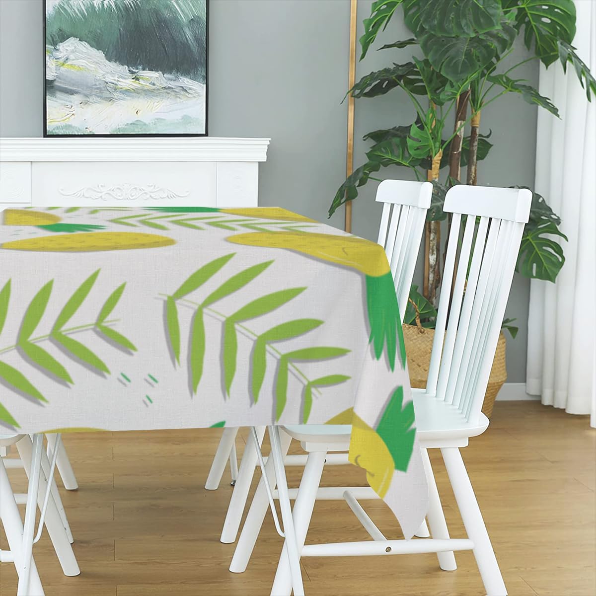 Mantel rectangular de 60 x 90 pulgadas con diseño de piña y frutas de verano, lavable para fiestas al aire libre, picnic, cocina y cena de vacaciones