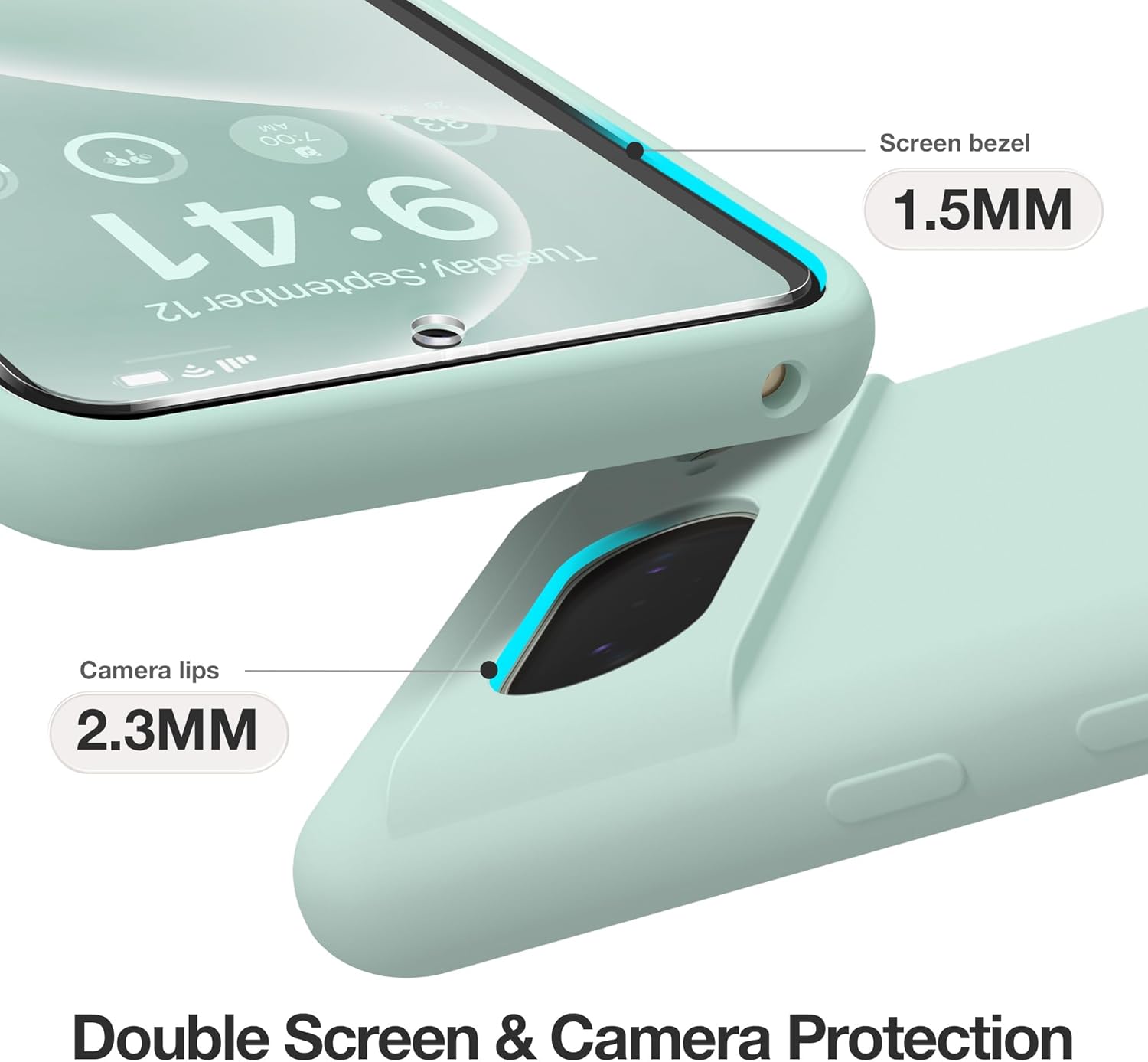 GONEZ Funda para Google Pixel 8, funda de silicona líquida con 2 protectores de pantalla, funda protectora de cuerpo completo, a prueba de golpes,